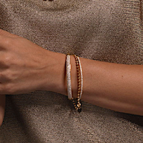 14k Gold Beaded Heart Charm Bracelet