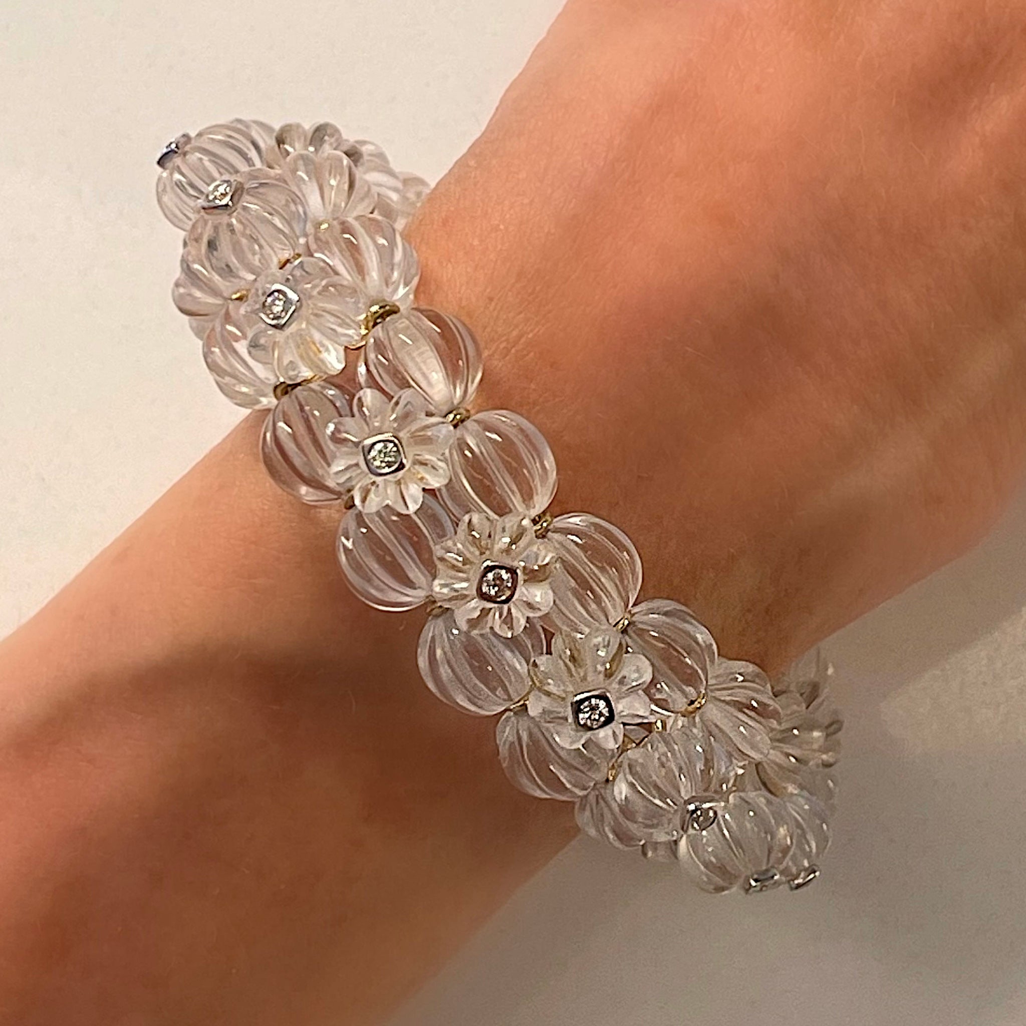 Bombay Crystal Fluted Bracelet with Diamonds