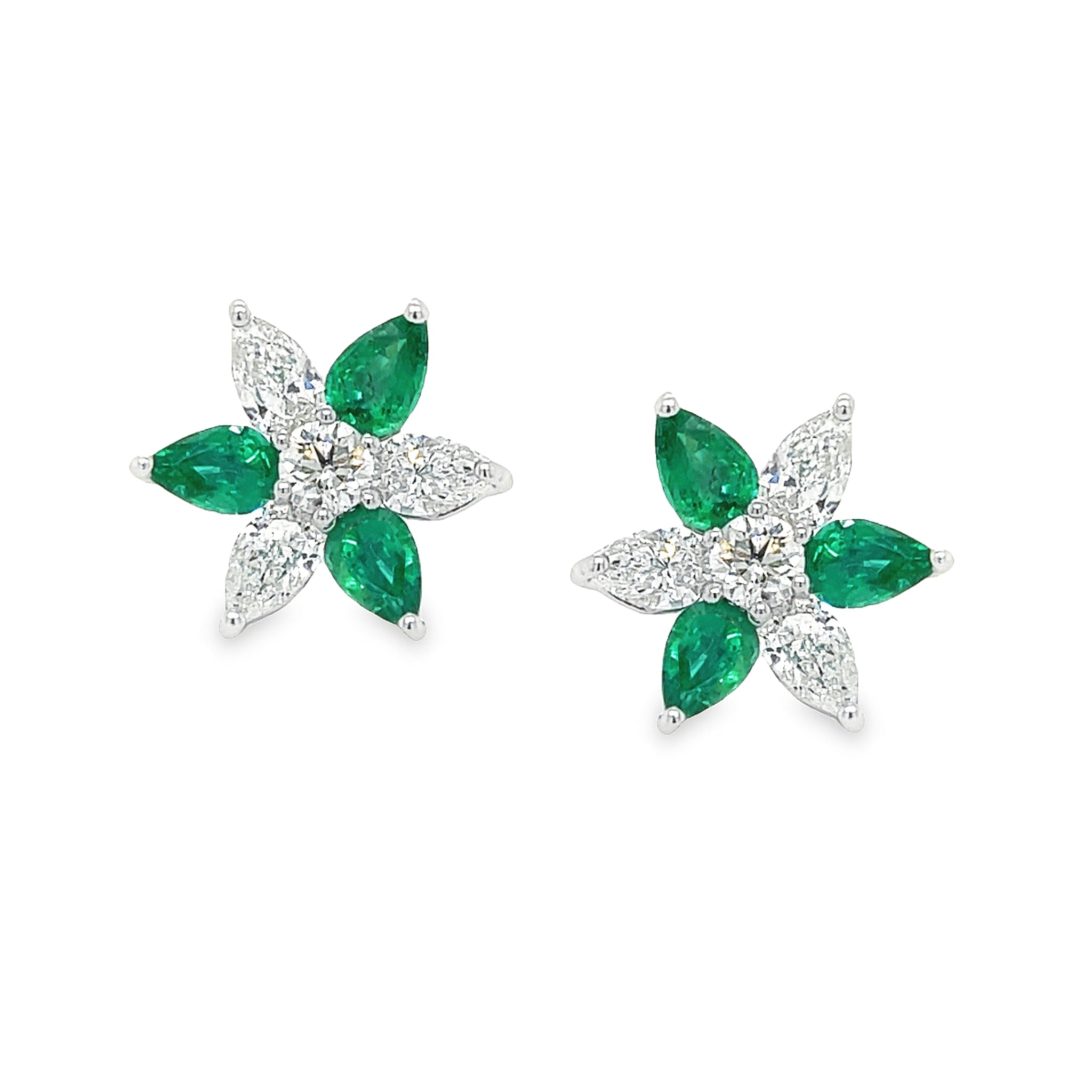 Diamond and Emerald Cluster Earrings