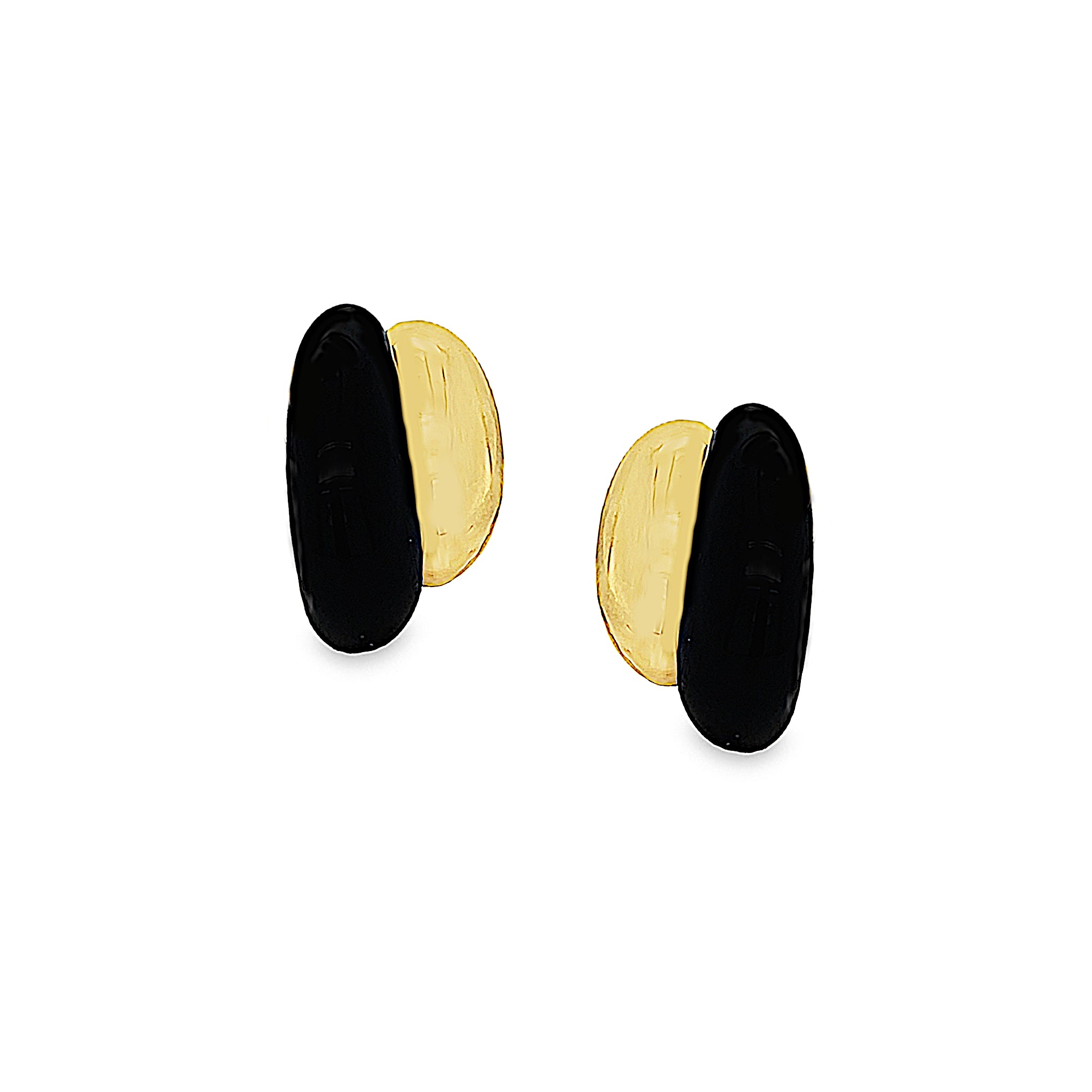 Black Onyx and Gold Earclips