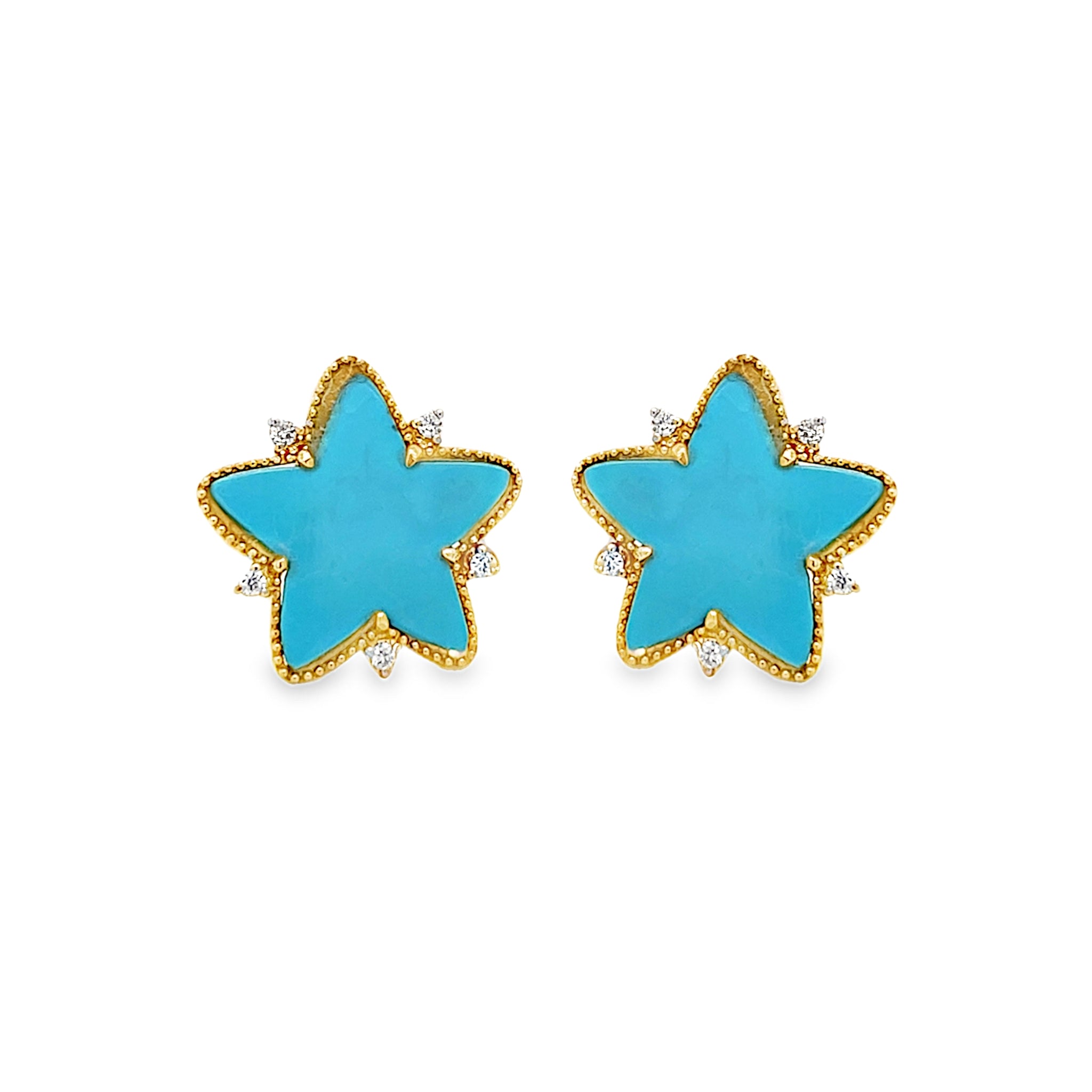 Star Turquoise and Diamond Earrings