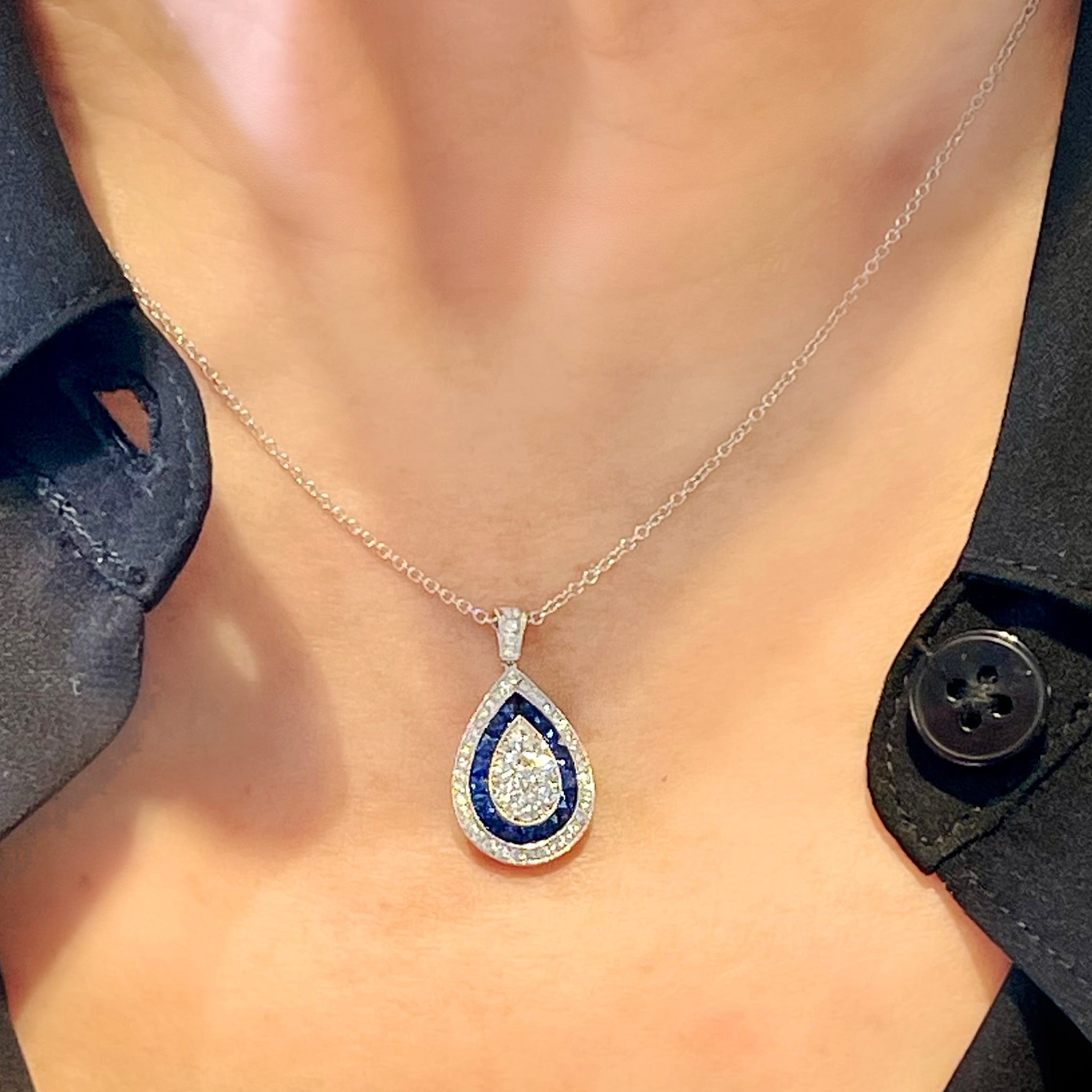 Diamond and Sapphire Pendant Necklace