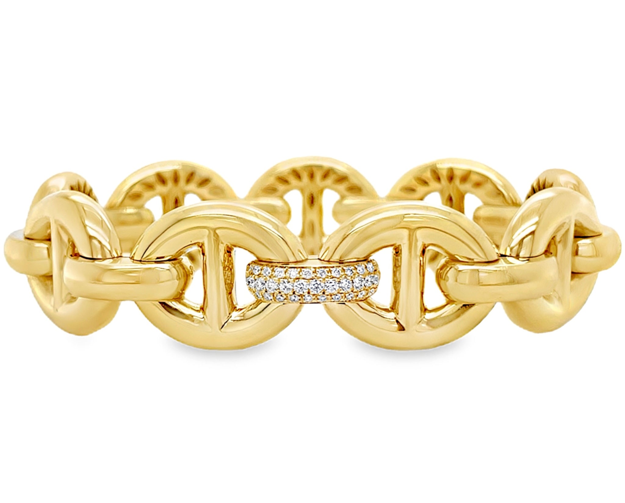 Gold and Diamond Link Stretch Bracelet