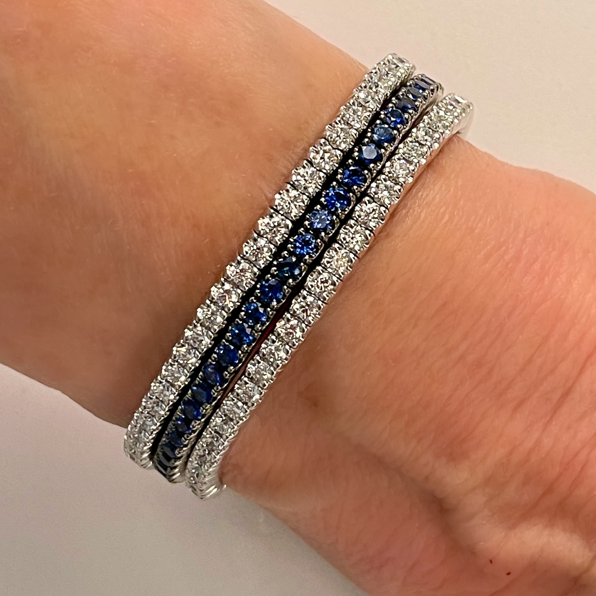 Sapphire Stretch Bracelet in Blackened White Gold