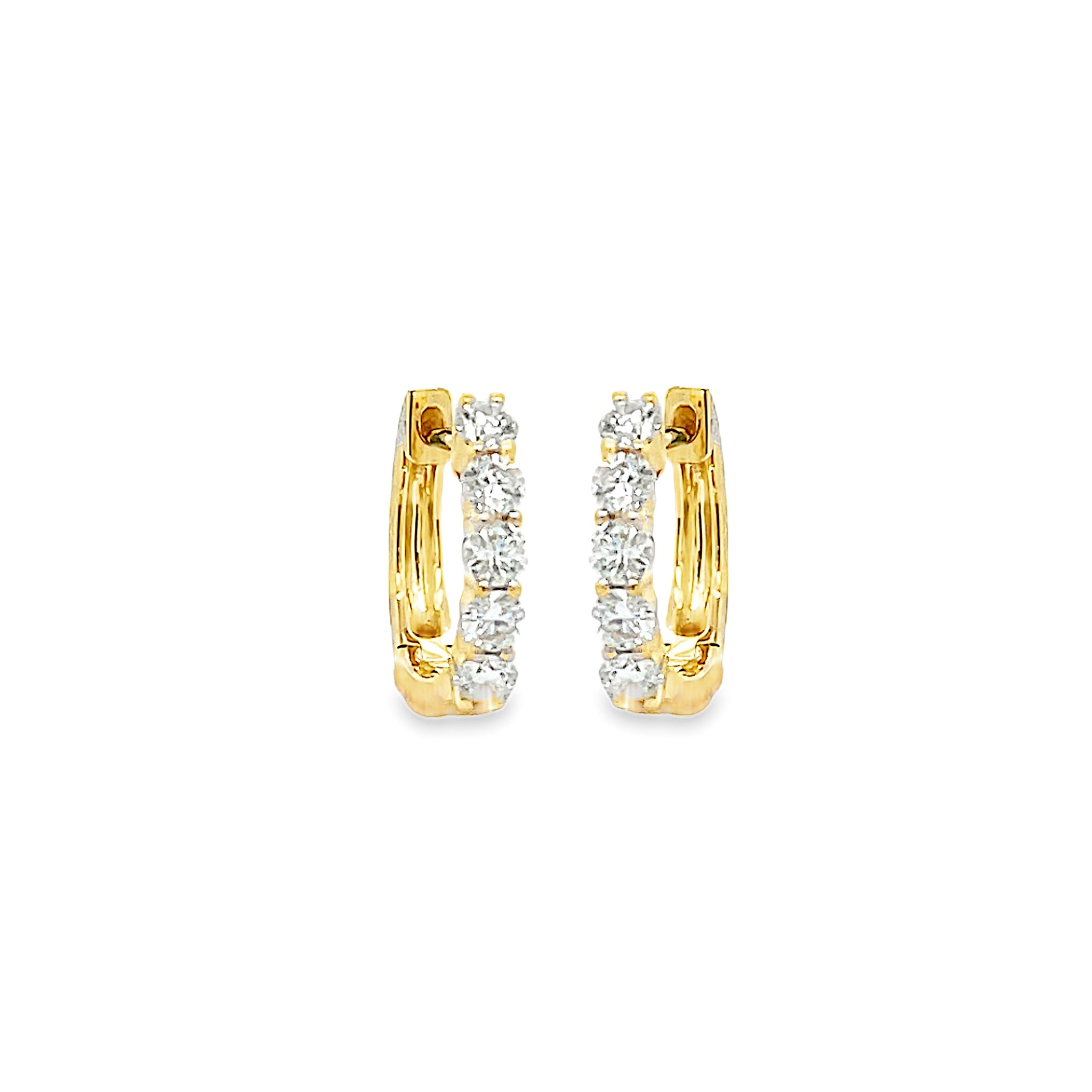 Small Diamond Huggie Earrings in 18k Yellow Gold