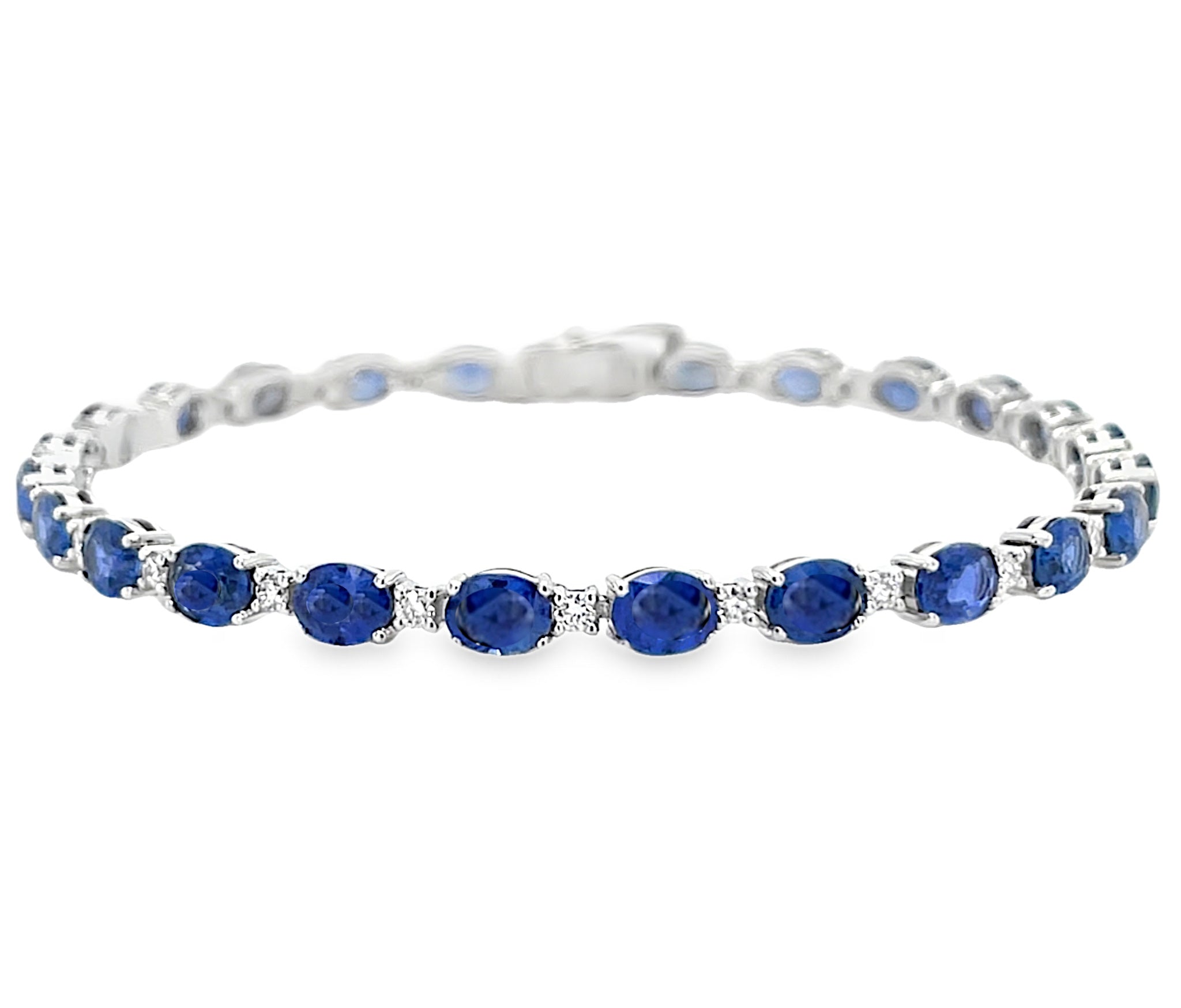 Oval Sapphire and Round Diamond Bracelet