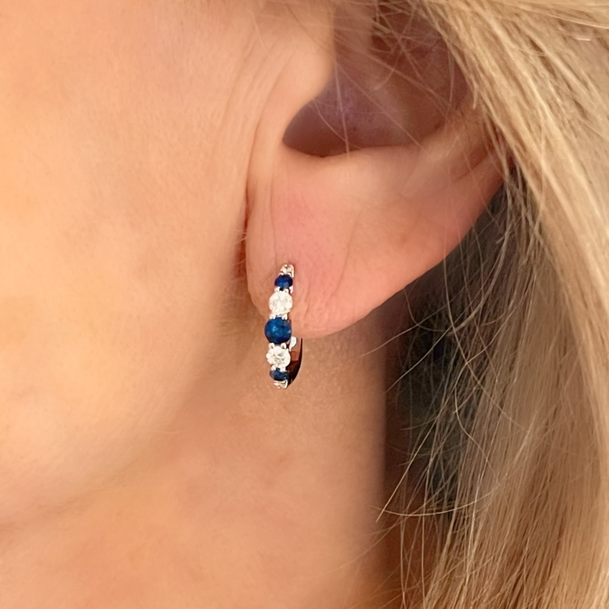 Sapphire and Diamond Hoop Earclips
