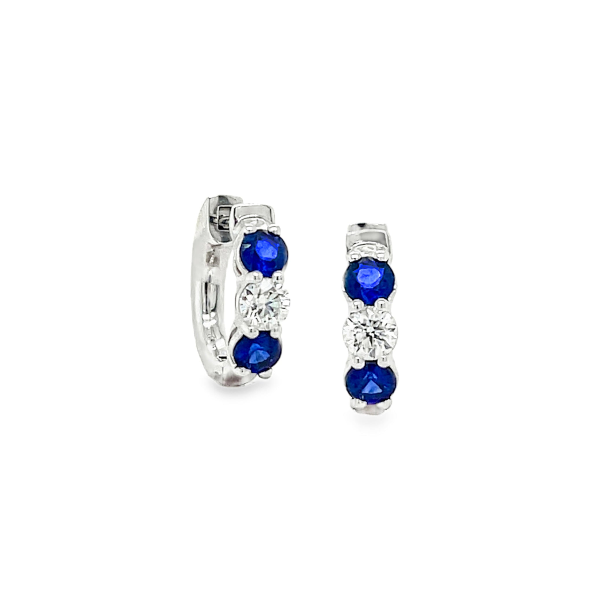 Diamond and Sapphire Huggie Earrings