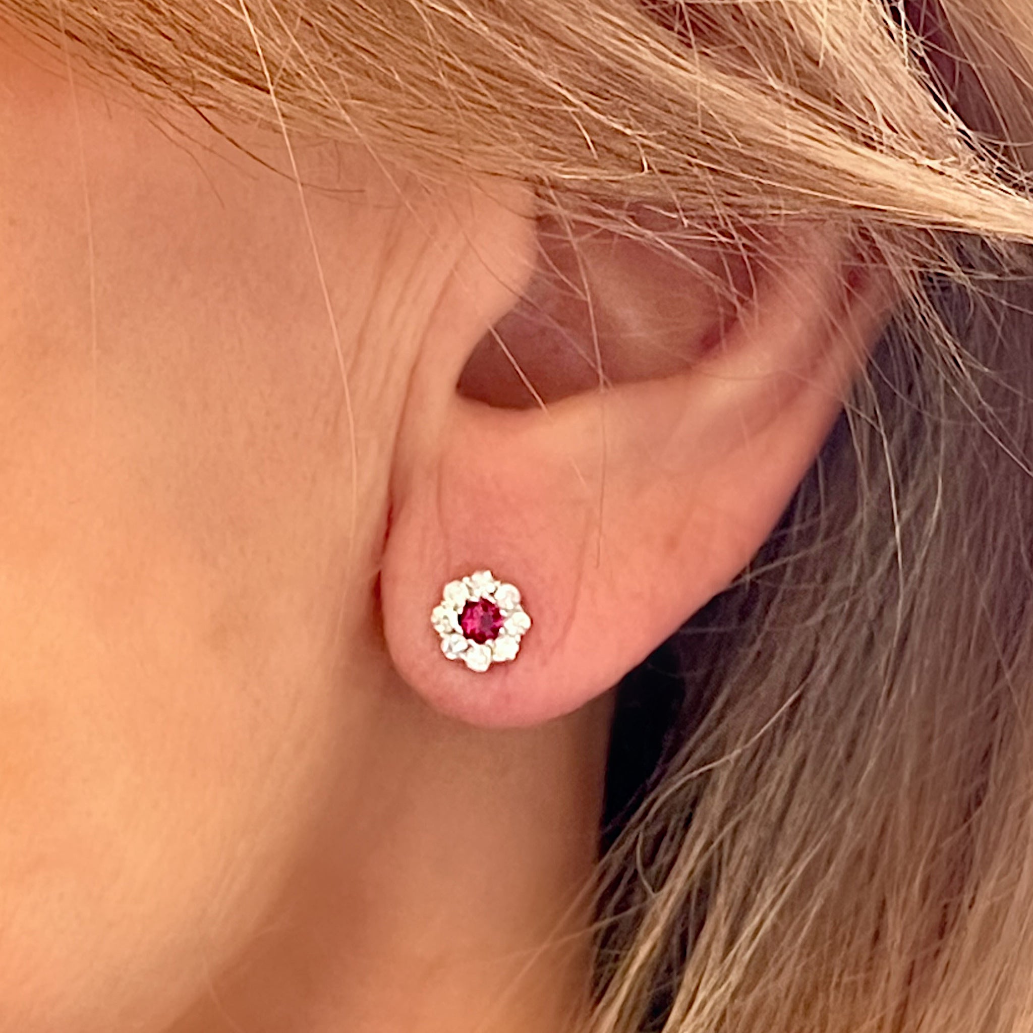 Ruby and Diamond Earring Studs