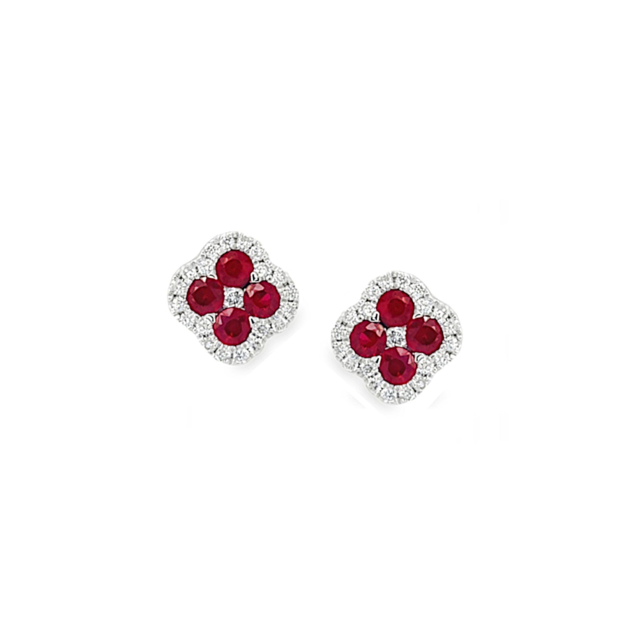 Ruby and Diamond Cluster Earrings