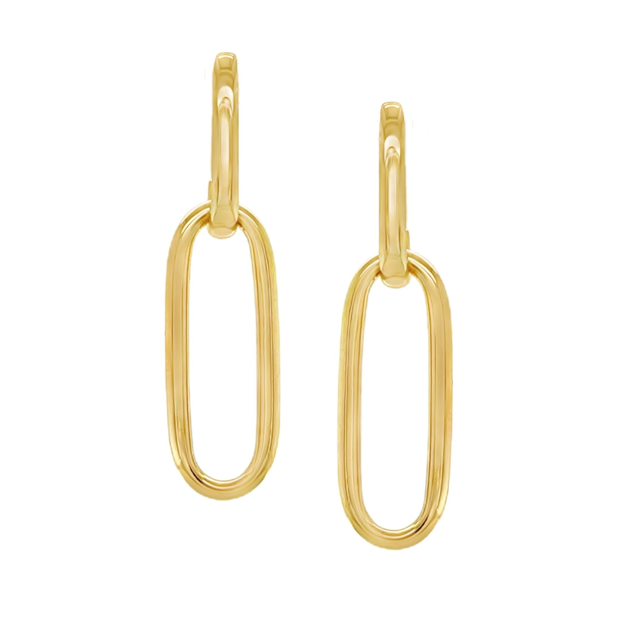 Gold Oval Pendant Earrings