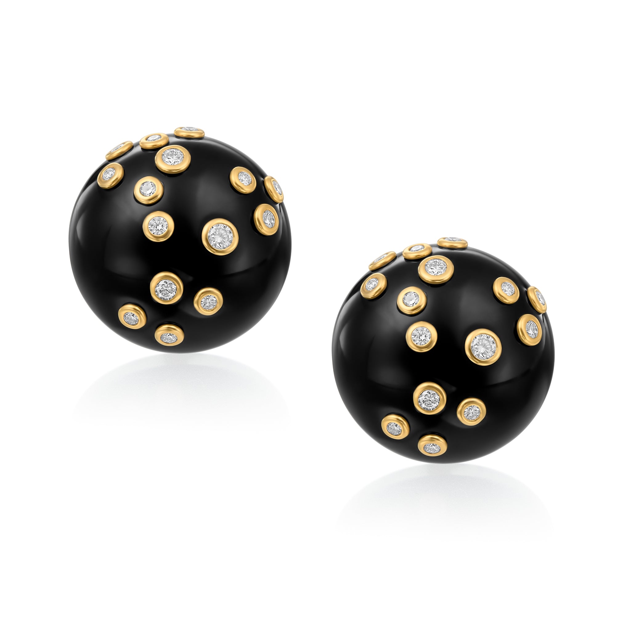 Diamond and Black Onyx Earclips