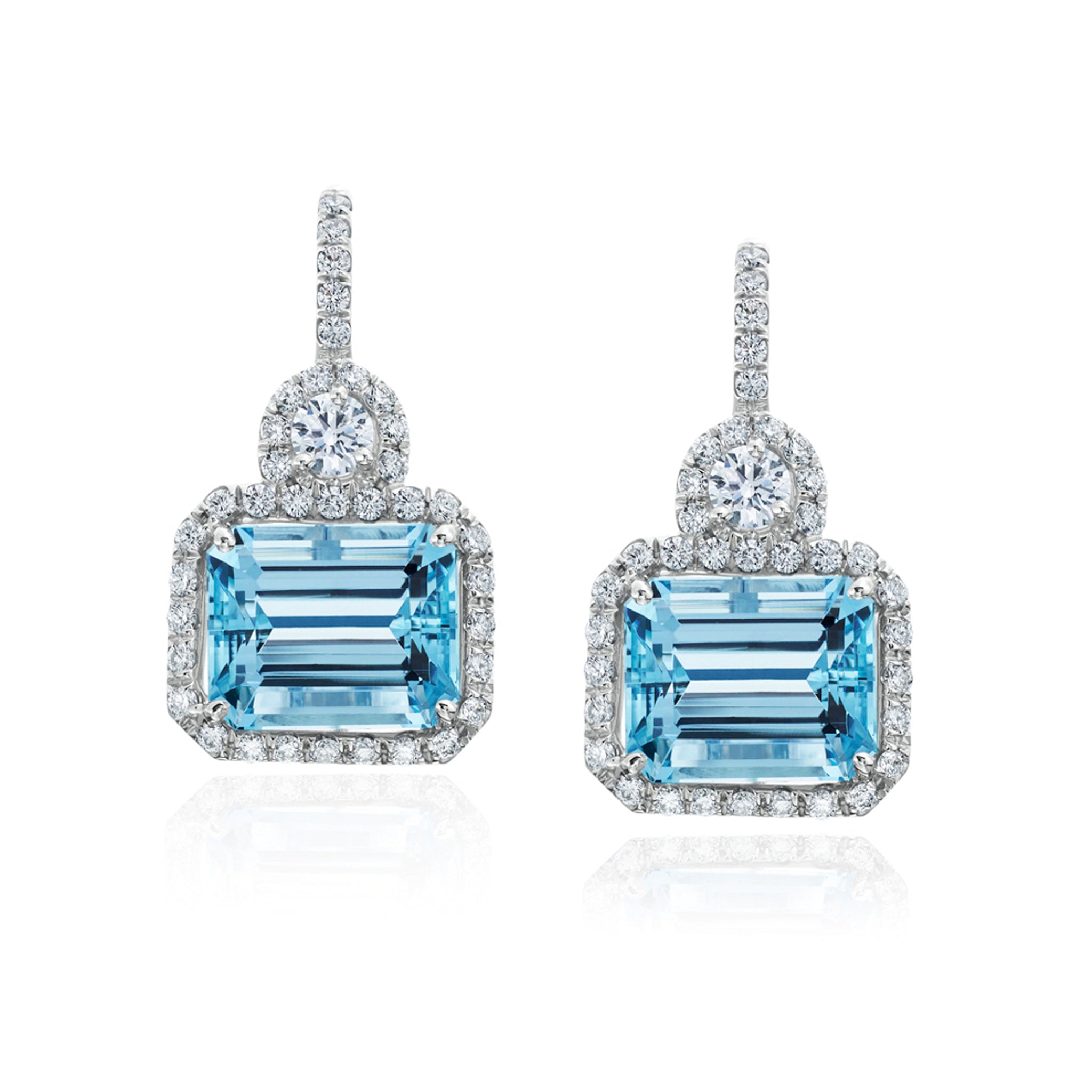 Aquamarine and Diamond Pendant Earrings