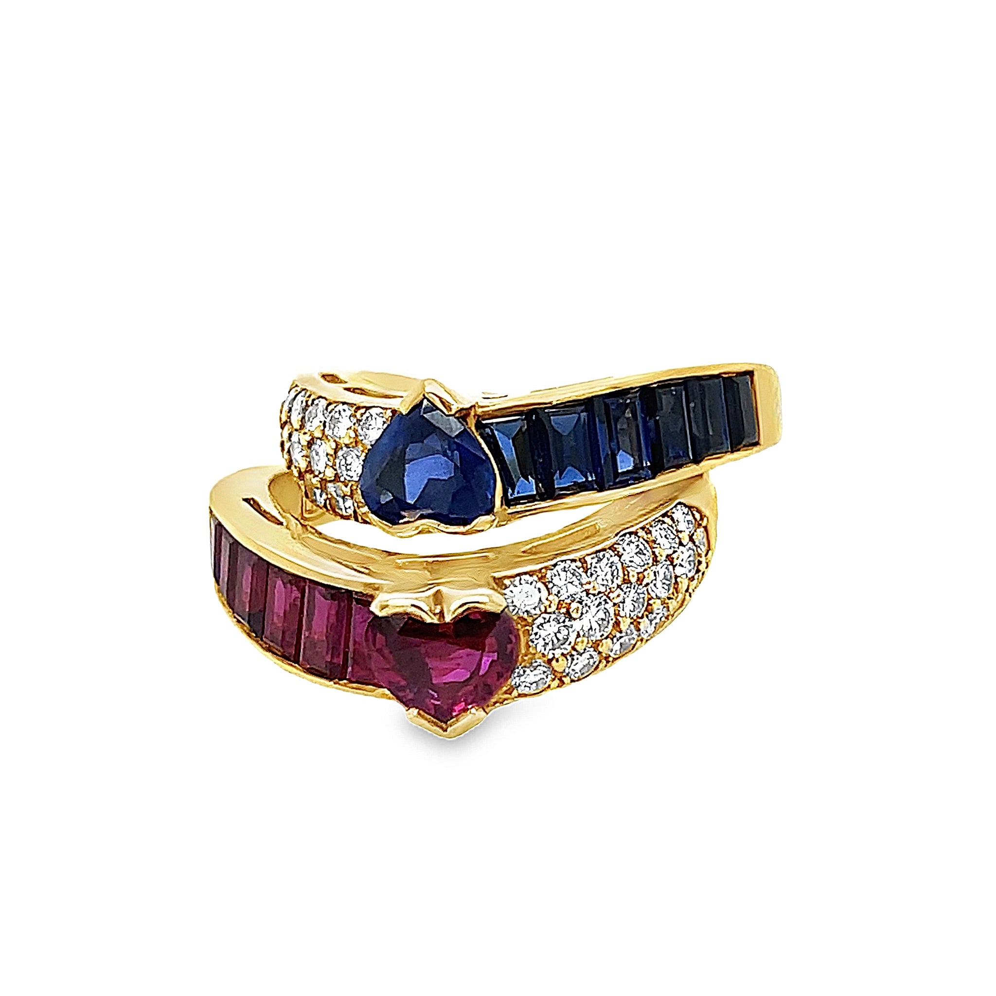 Stackable Diamond, Ruby and Sapphire Rings in 18k Gold