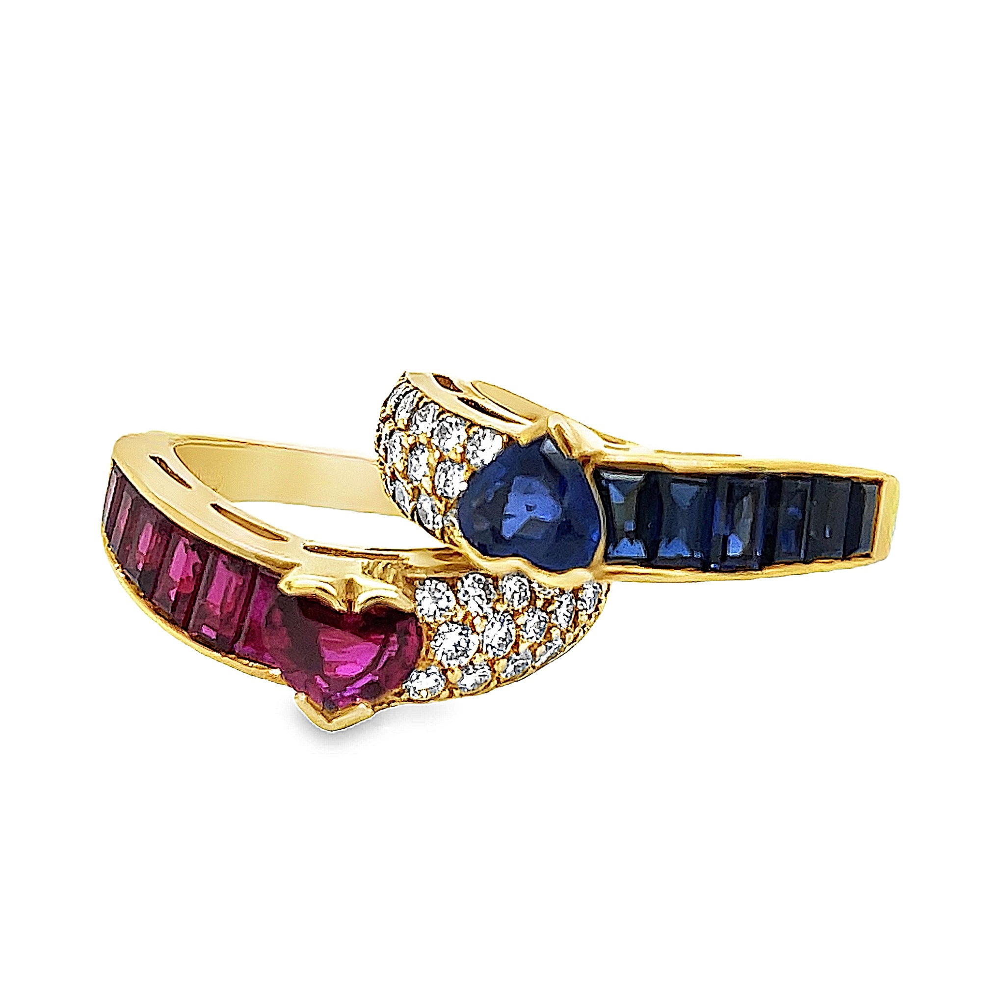 Stackable Diamond, Ruby and Sapphire Rings in 18k Gold