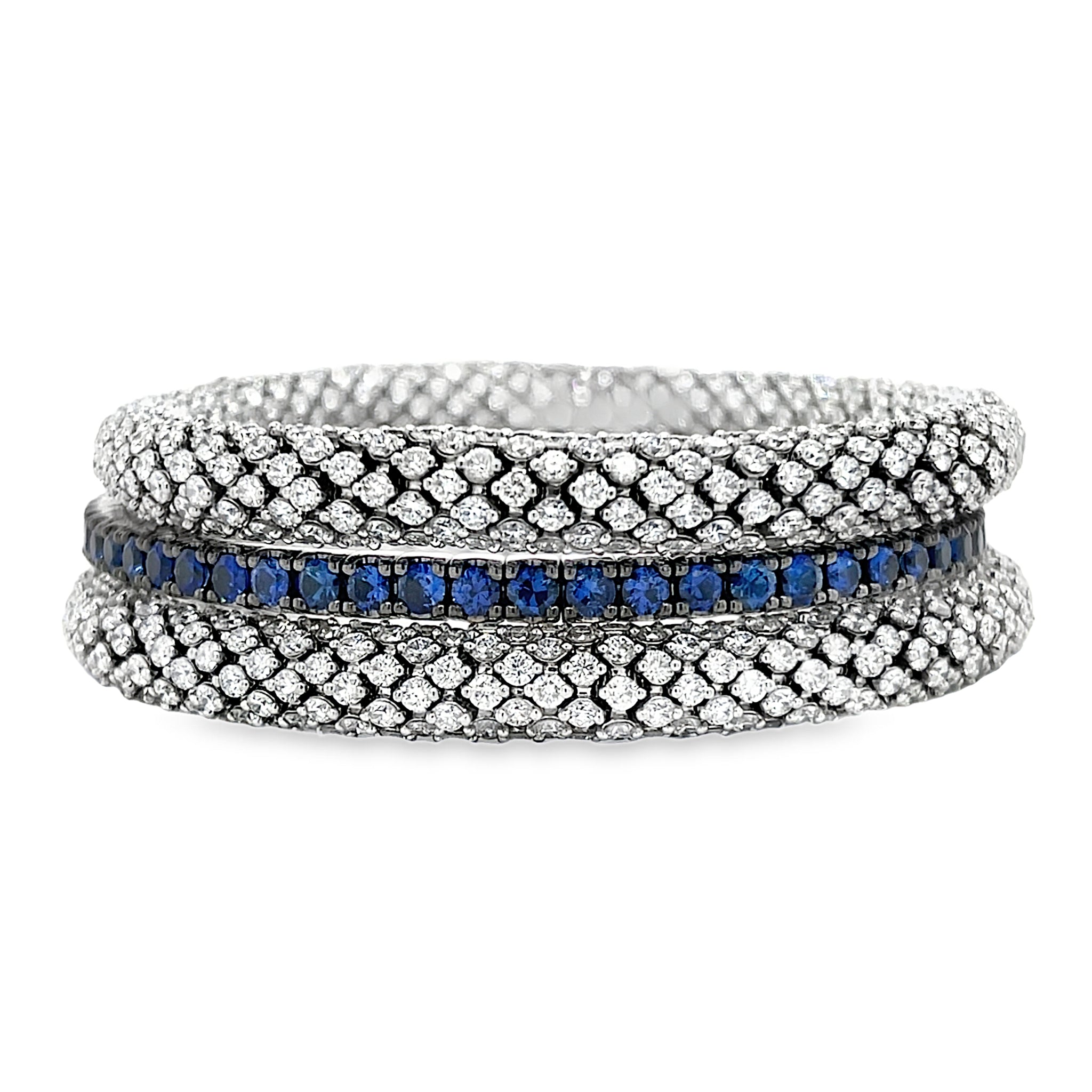 Sapphire Stretch Bracelet in Blackened White Gold