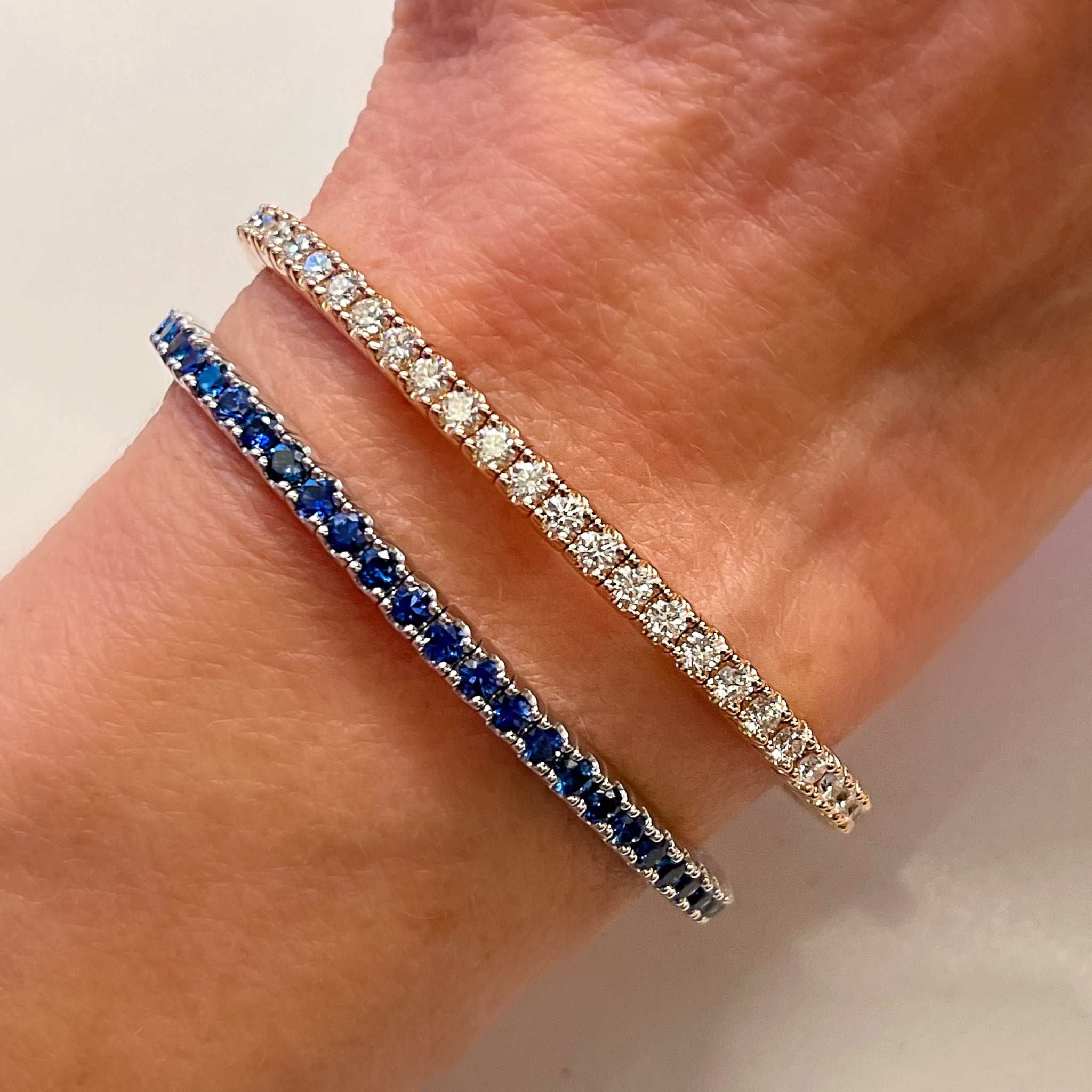 Sapphire Stretch Bracelet in Blackened White Gold
