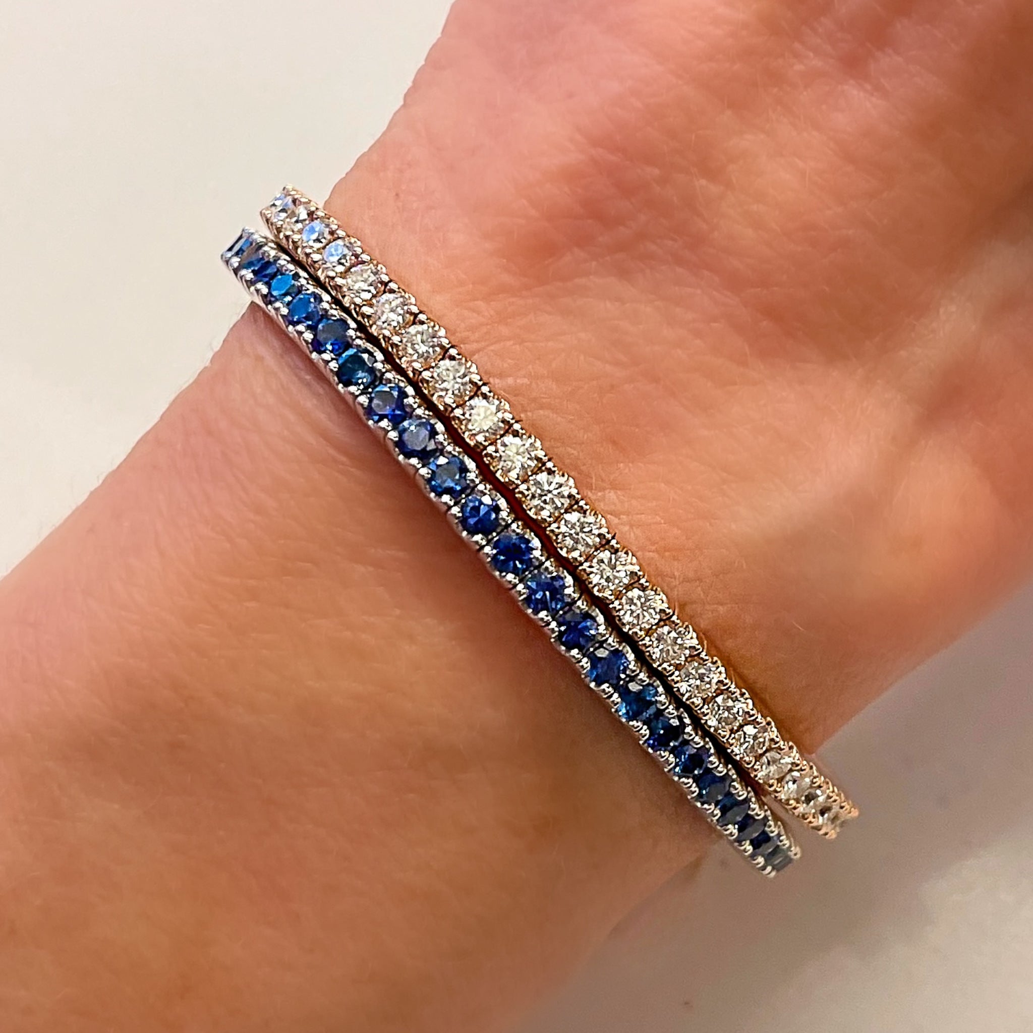 Sapphire Stretch Bracelet in Blackened White Gold