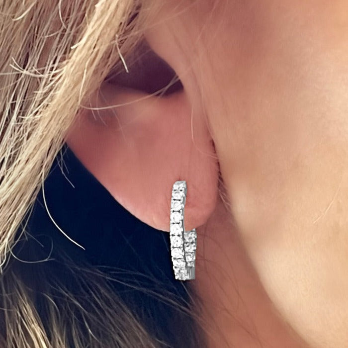 Small Diamond Hoop Earrings