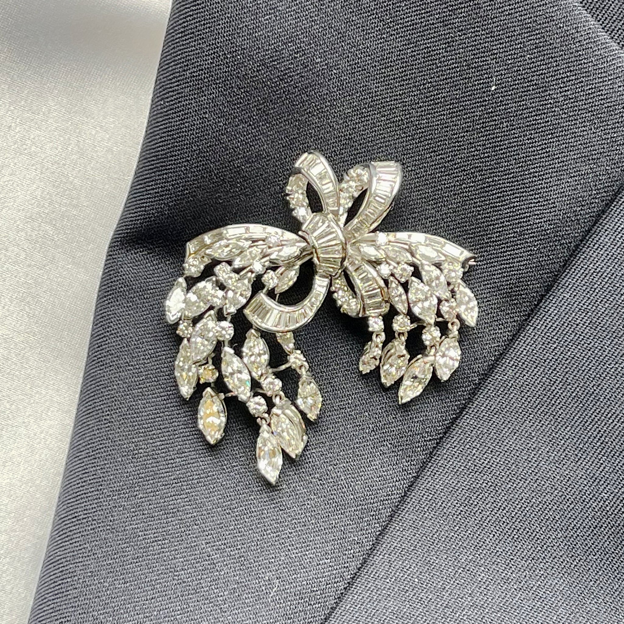 Diamond Bow Brooch