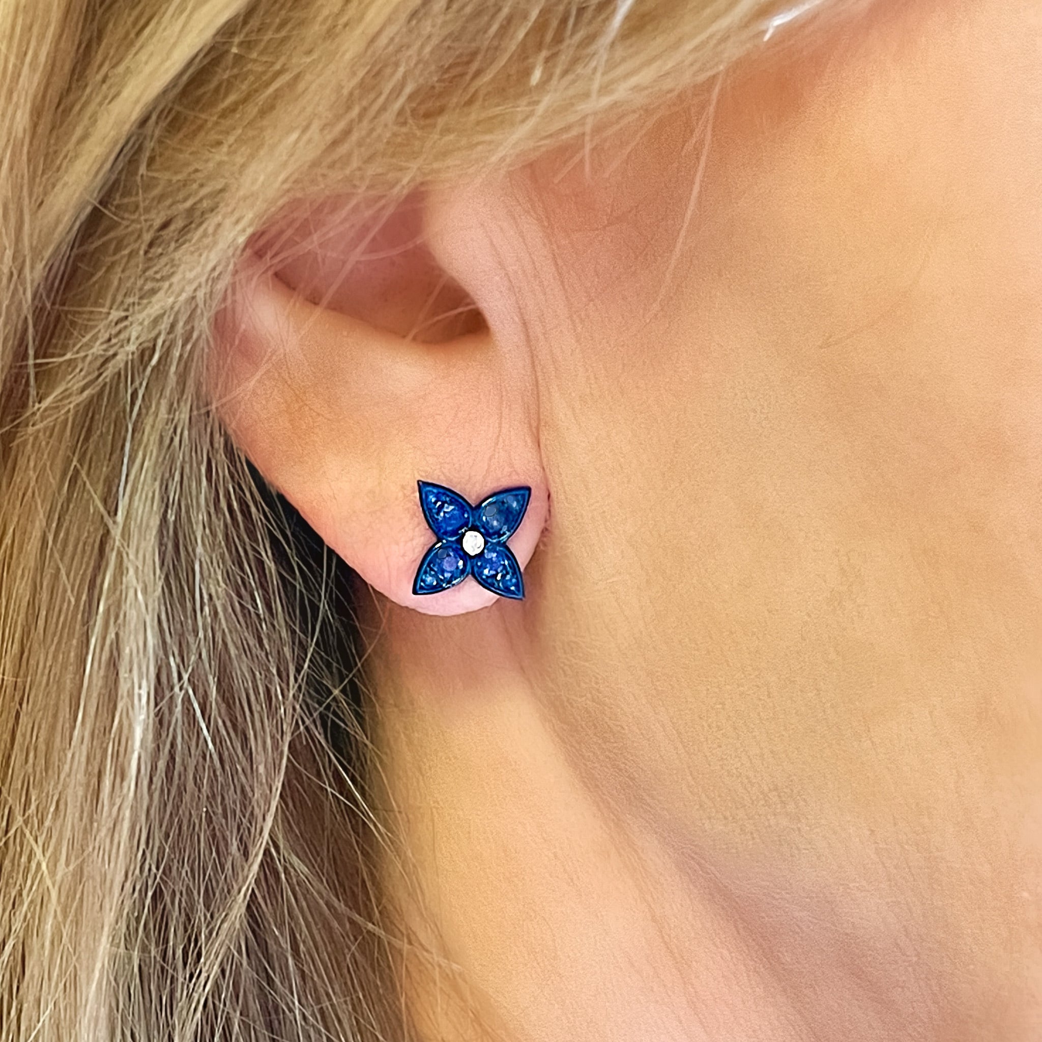 Sapphire and Diamond Floral Earrings
