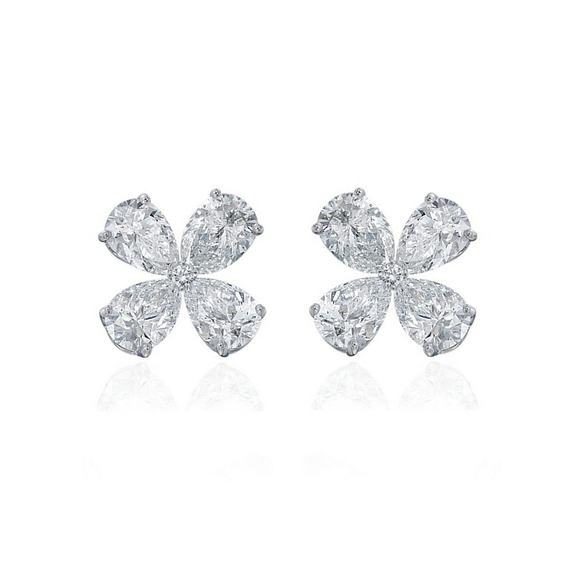Pear and Round Shaped Diamond Earrings