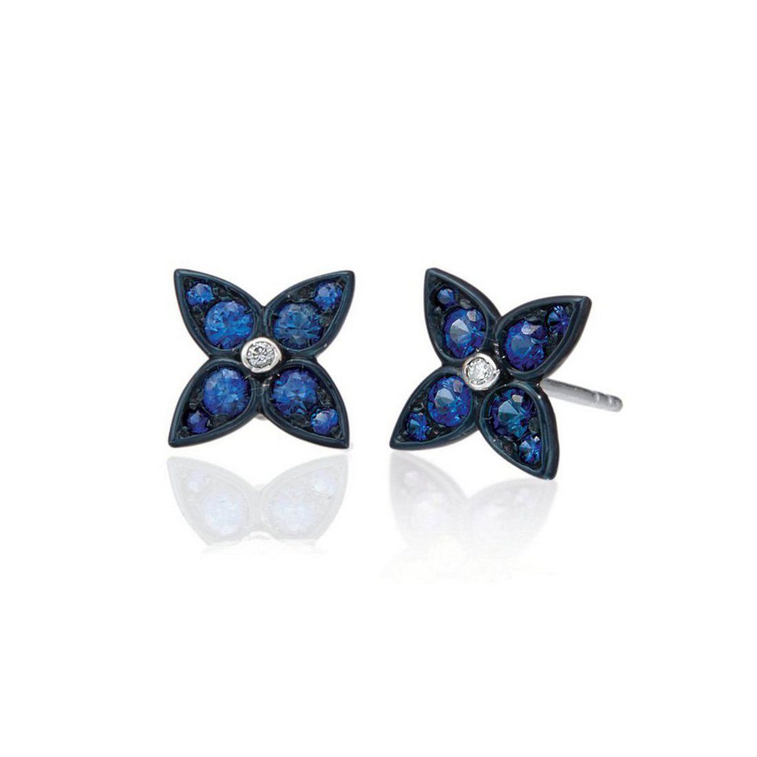 Sapphire and Diamond Floral Earrings