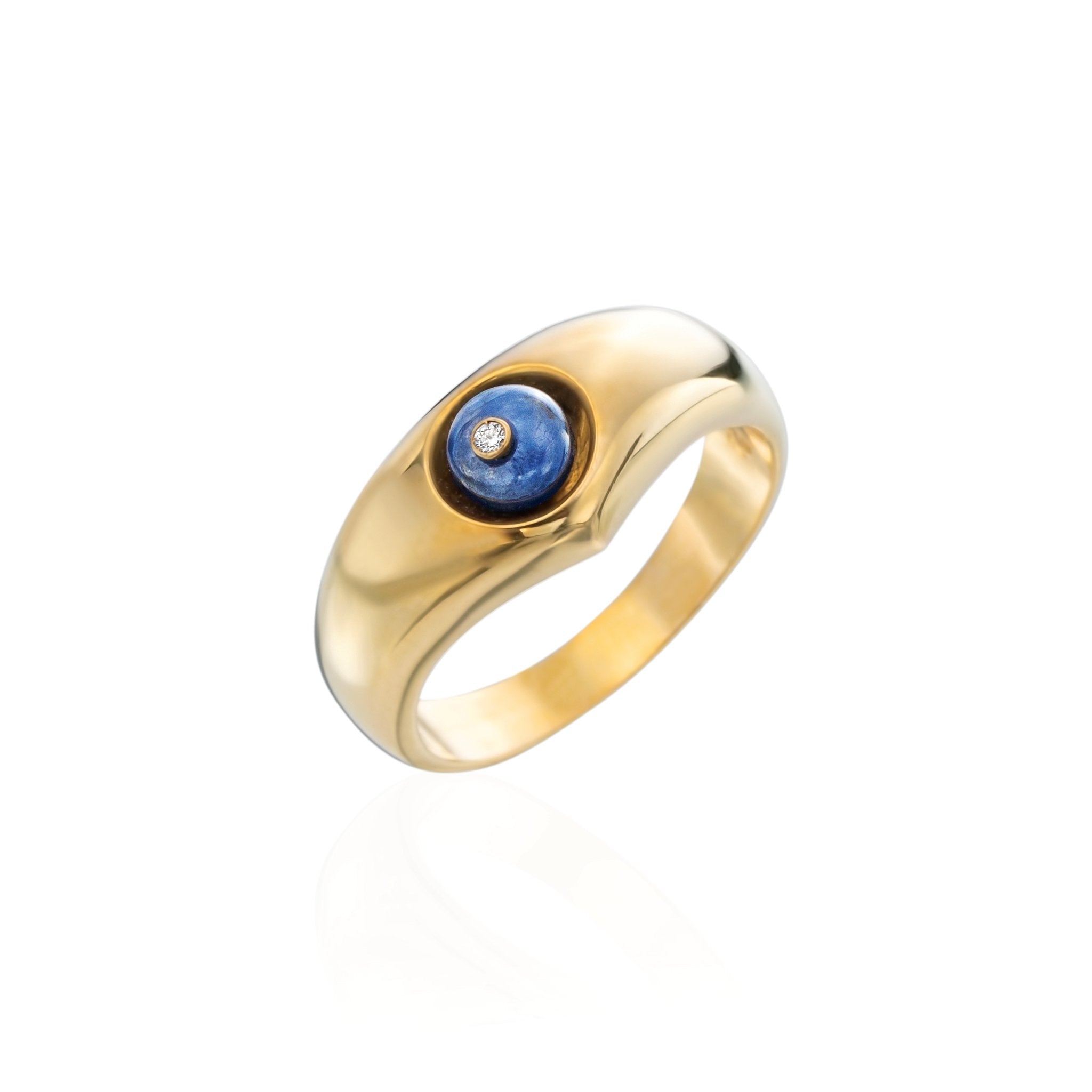 Stackable Cabochon Sapphire and Diamond Gypsy Ring