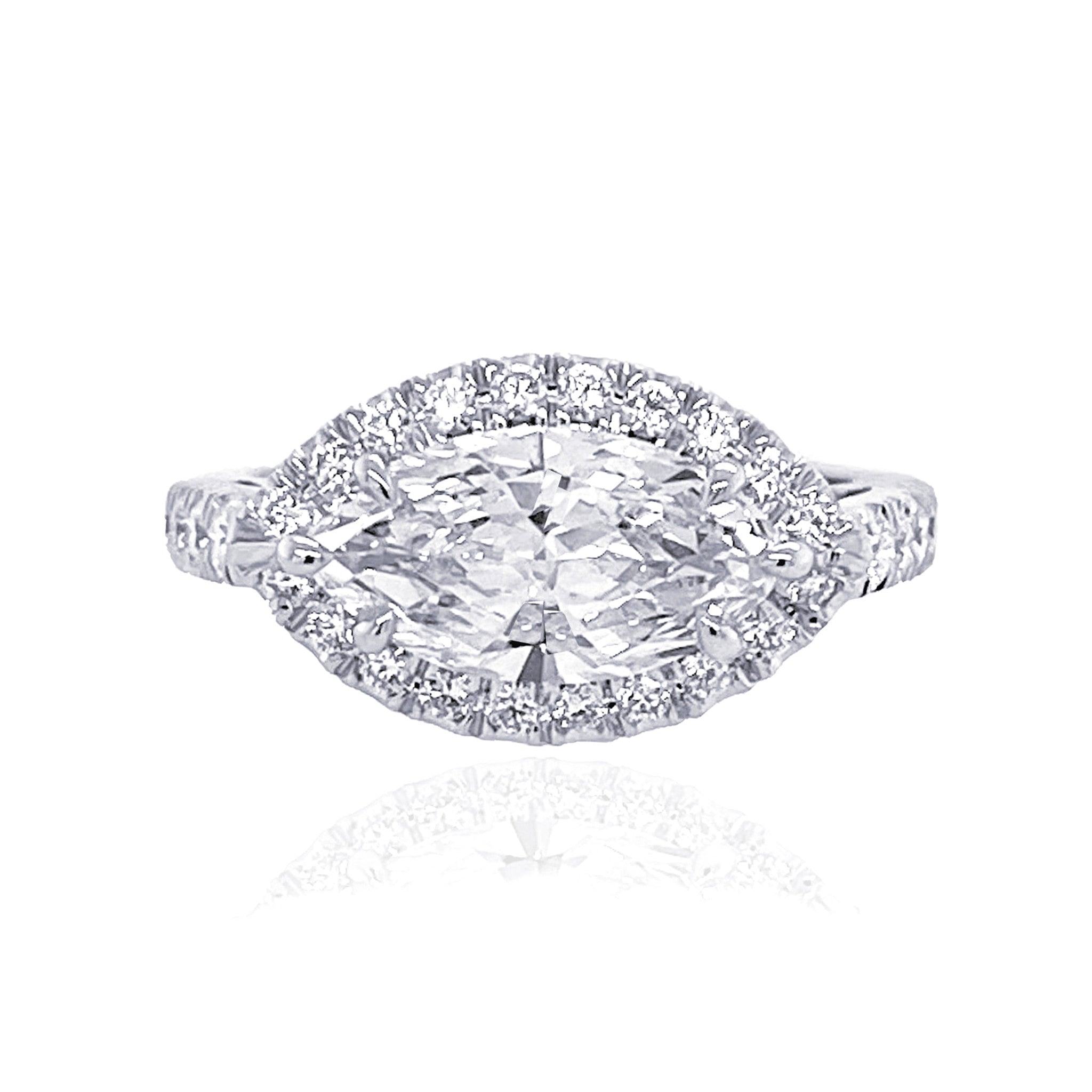 Horizontally Set Marquise Diamond Engagement Ring