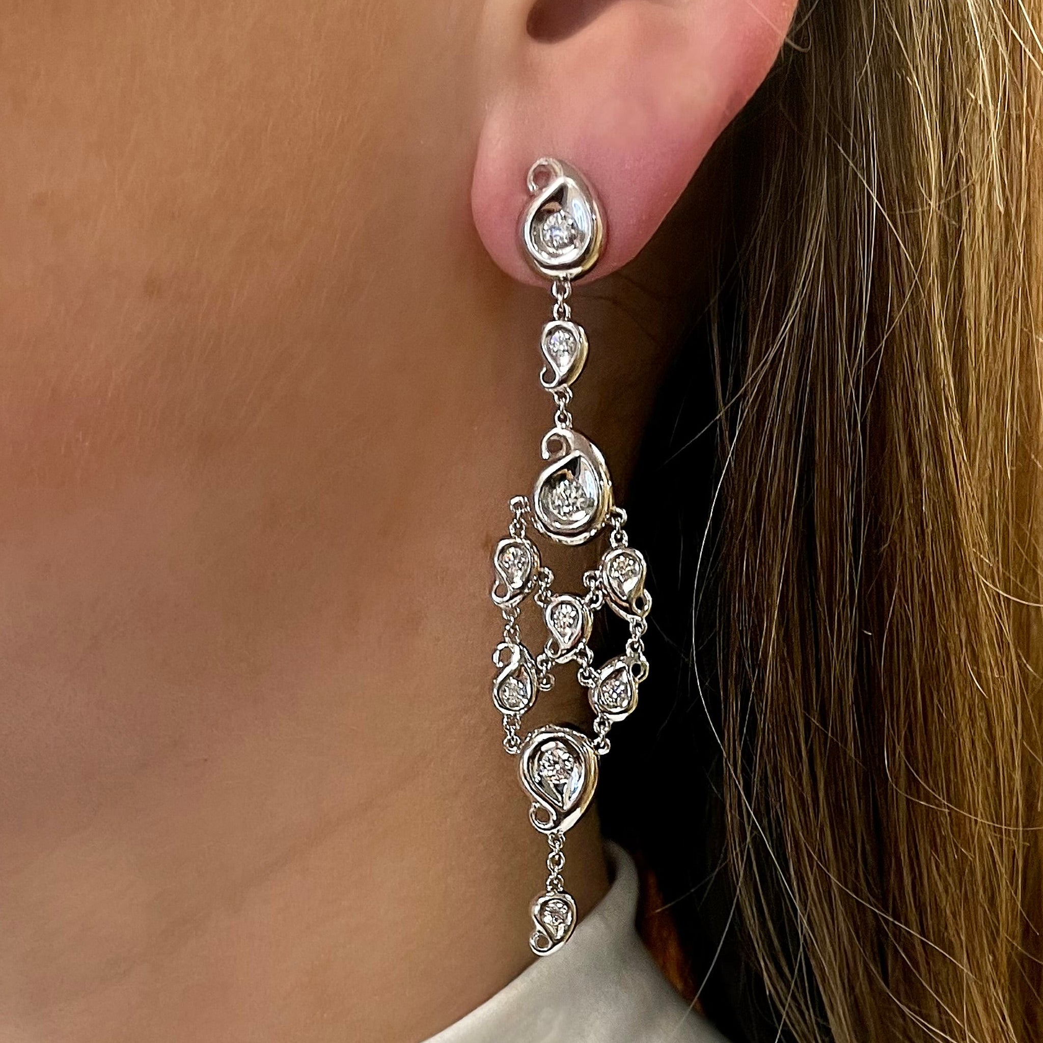 Tamara Comolli Paisley Diamond Pendant Earrings
