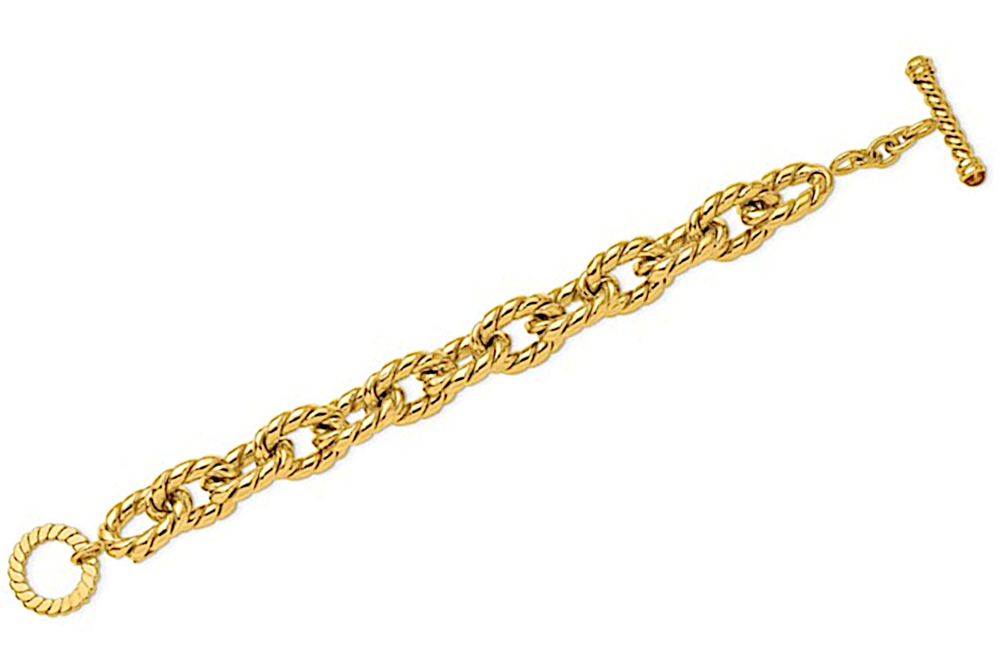 Twisted 14k Gold Oval Link Bracelet with Citrine