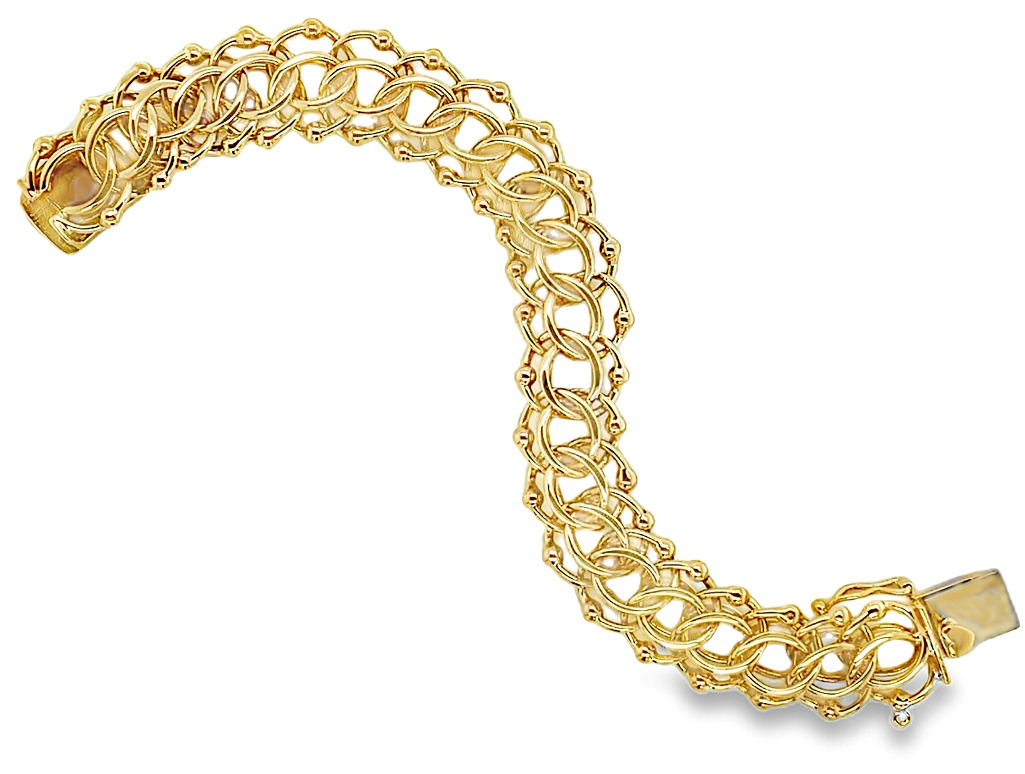 Gold Spiral Link Beaded Design Bracelet Leslie Berman Inc gold-spiral-link-beaded-design-bracelet-leslie-berman-inc