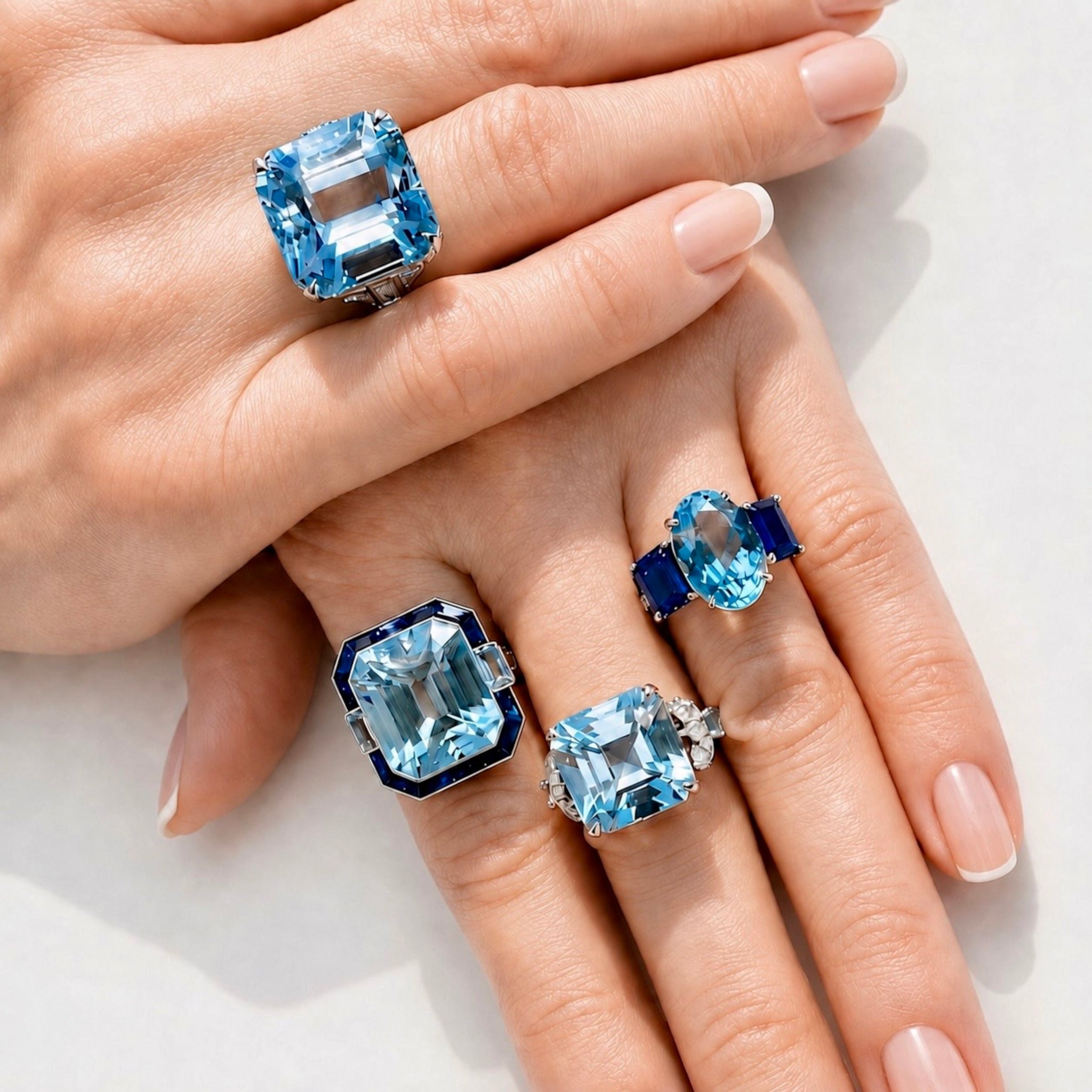 Aquamarine and Sapphire Ring