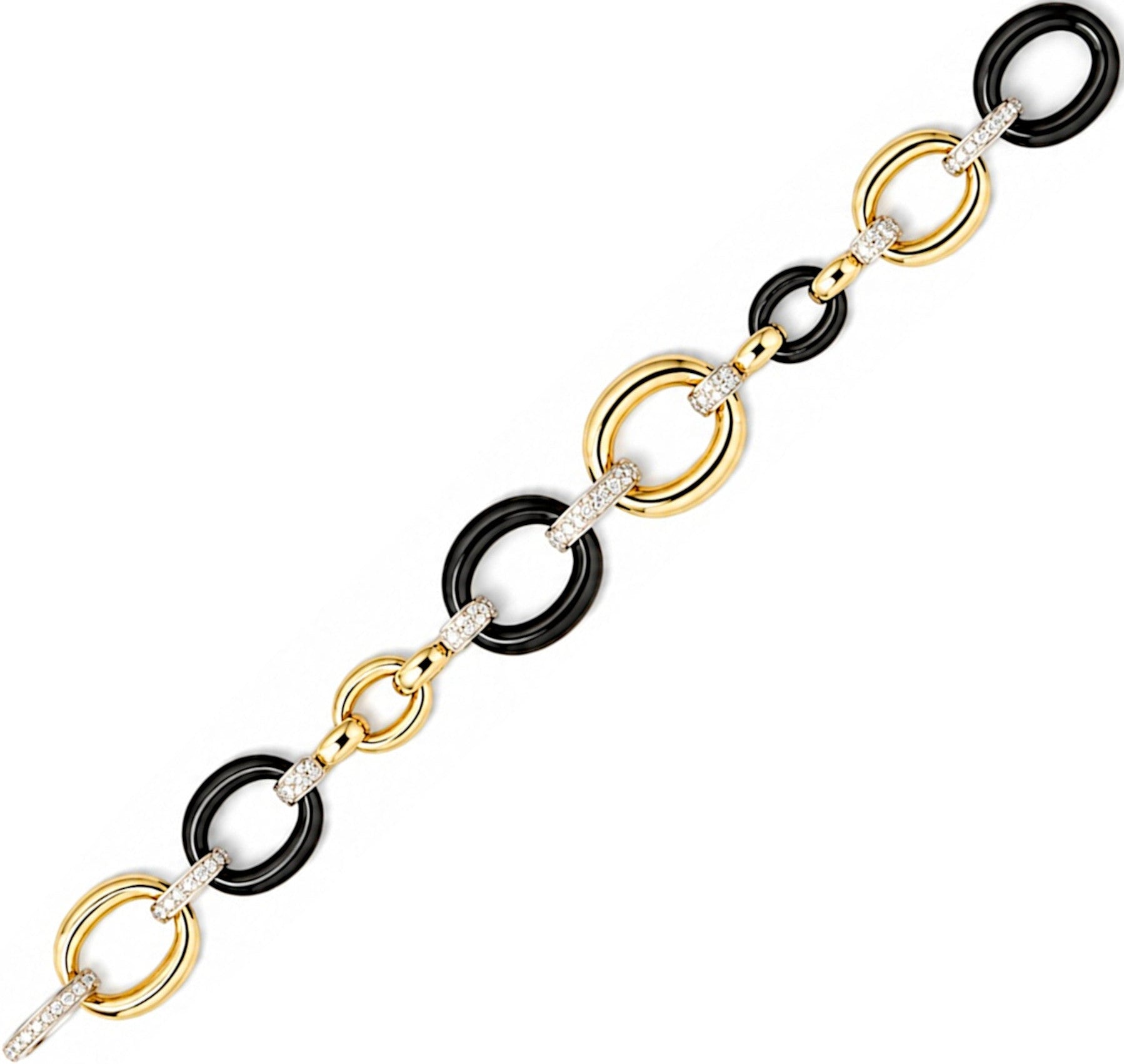 Gold, Black Onyx and Diamond Bracelet