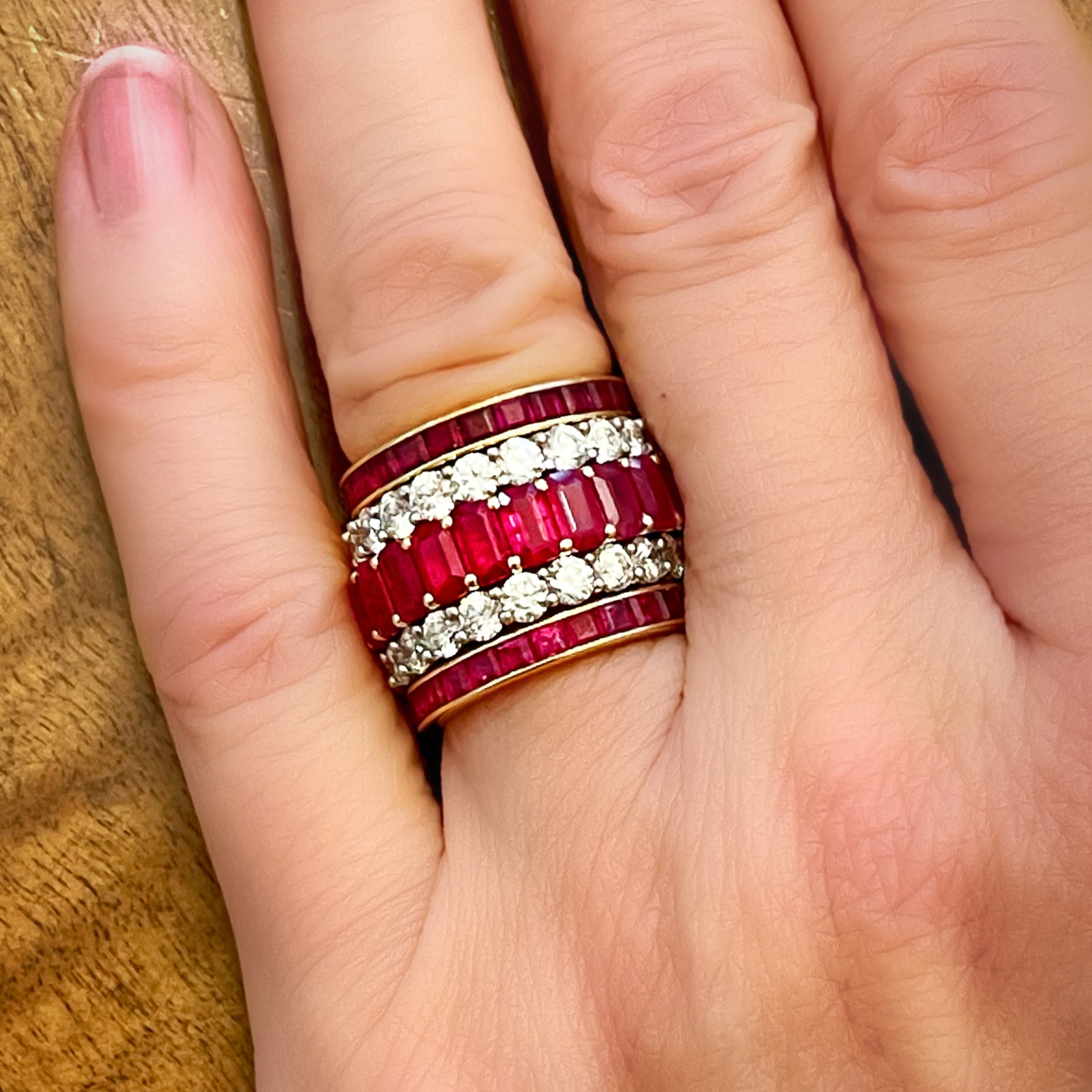 Emerald Cut Ruby Band