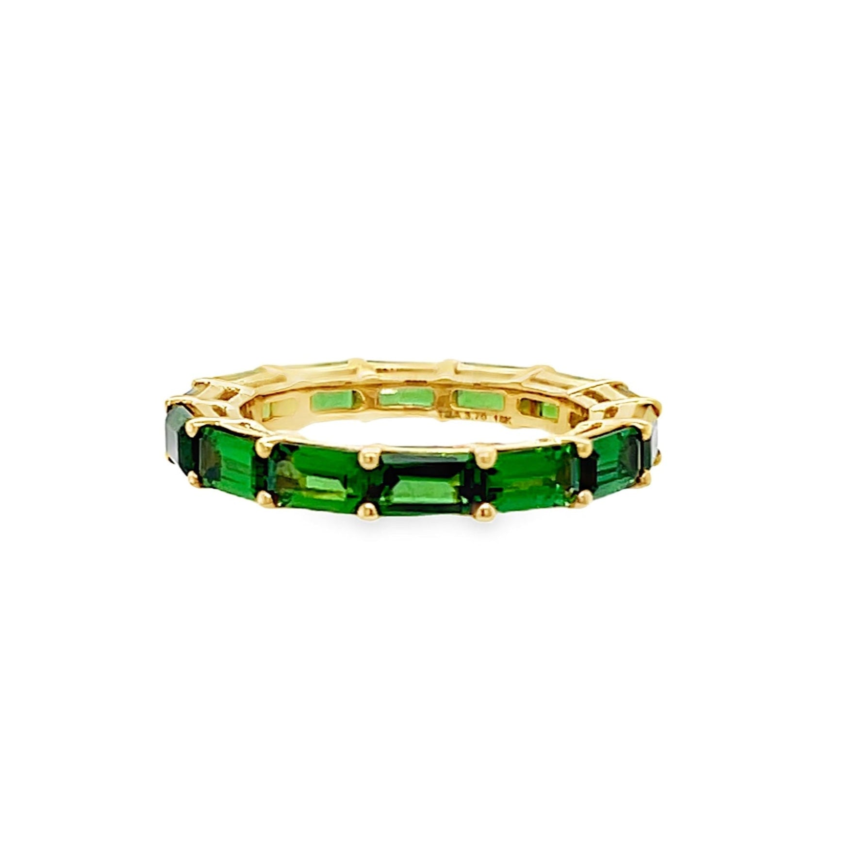 Horizontally Set Emerald Cut Tsavorite Band