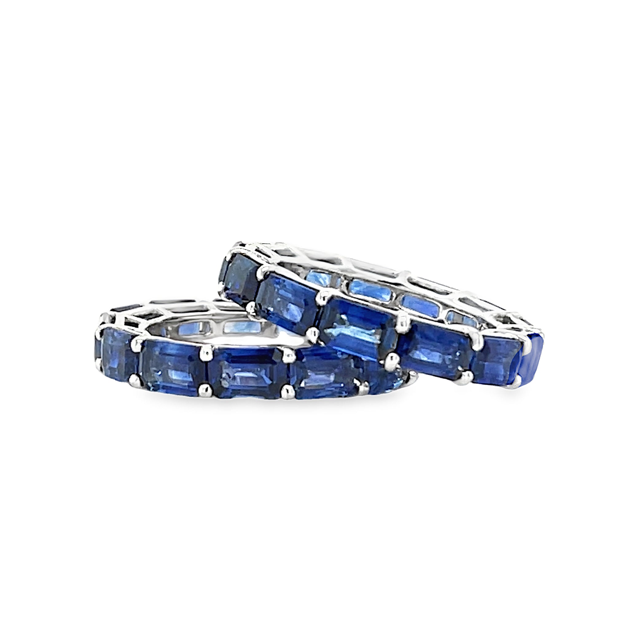 Horizontally Set Emerald Cut Sapphire Band