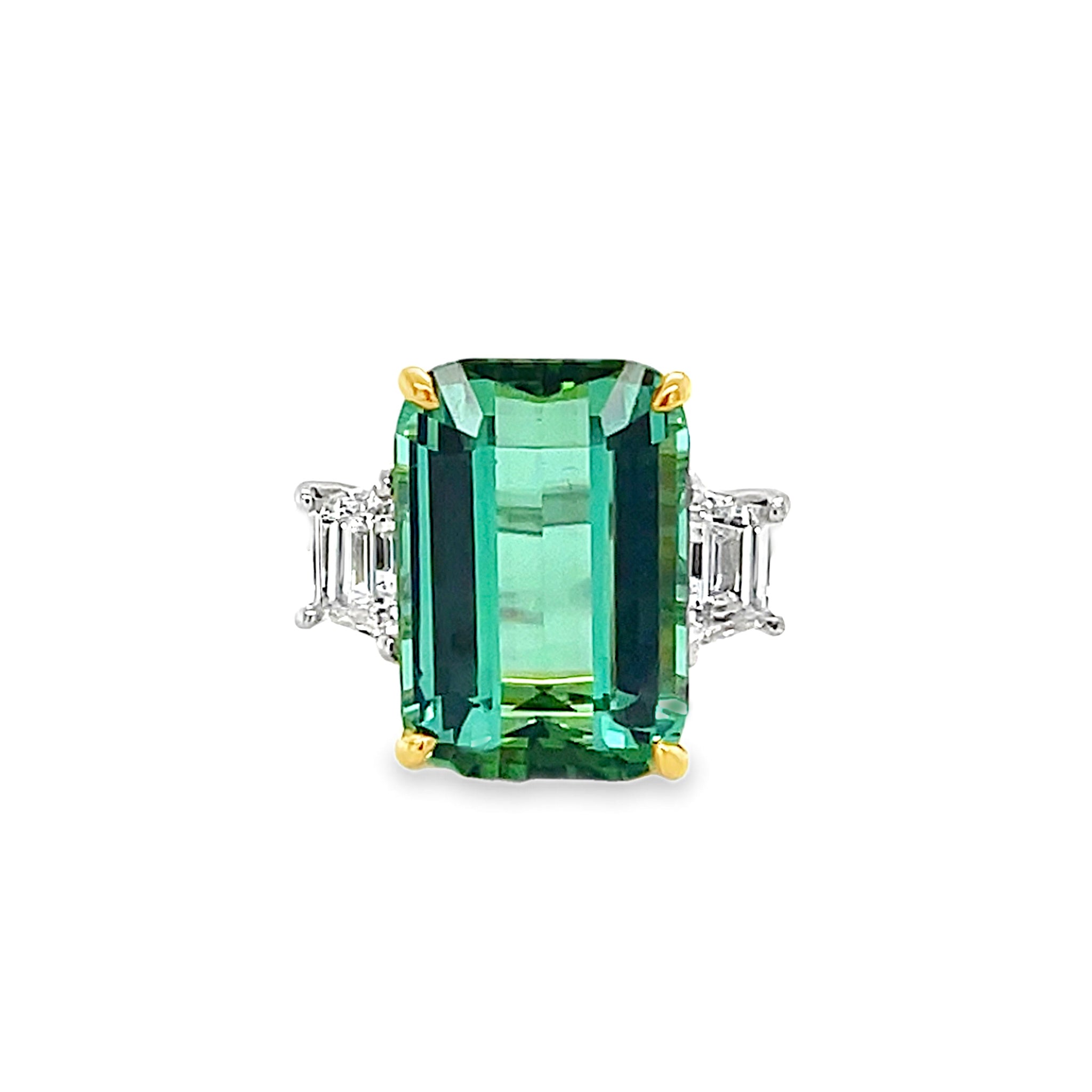 Green Tourmaline and Diamond Ring