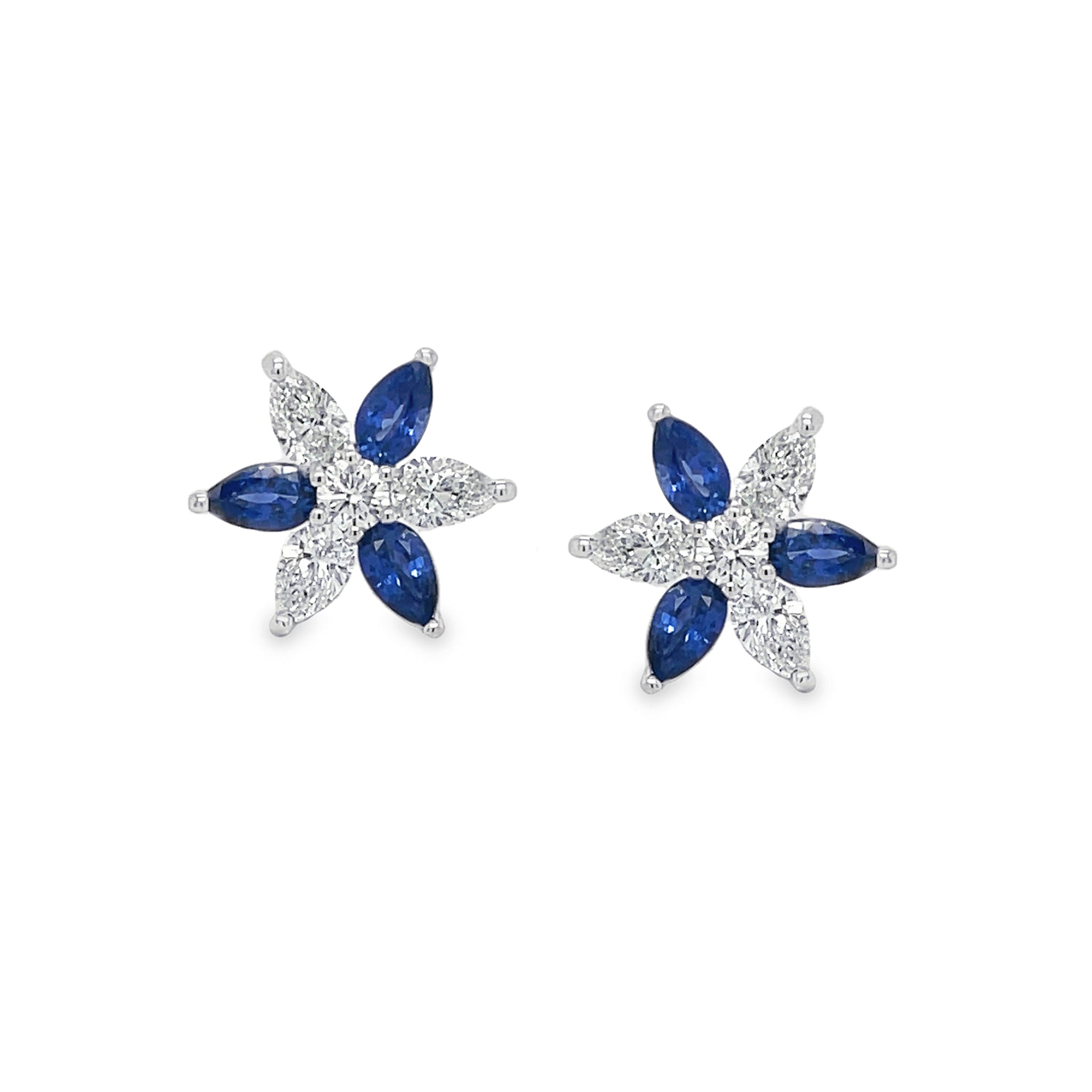 Diamond and Sapphire Cluster Earrings