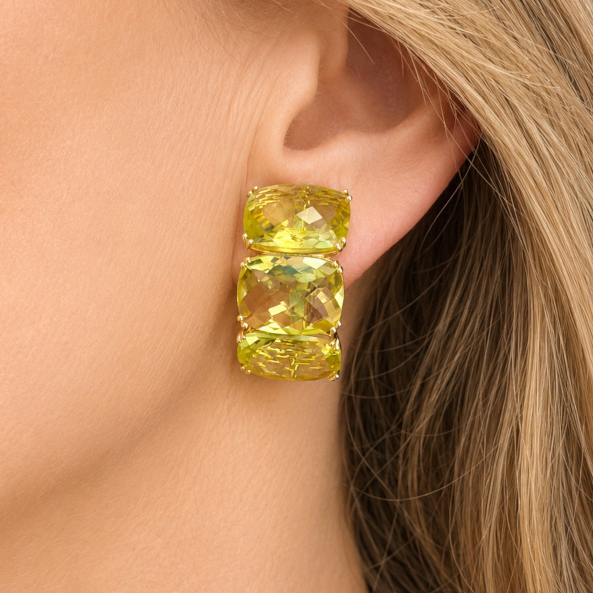 Lemon Quartz Earclips