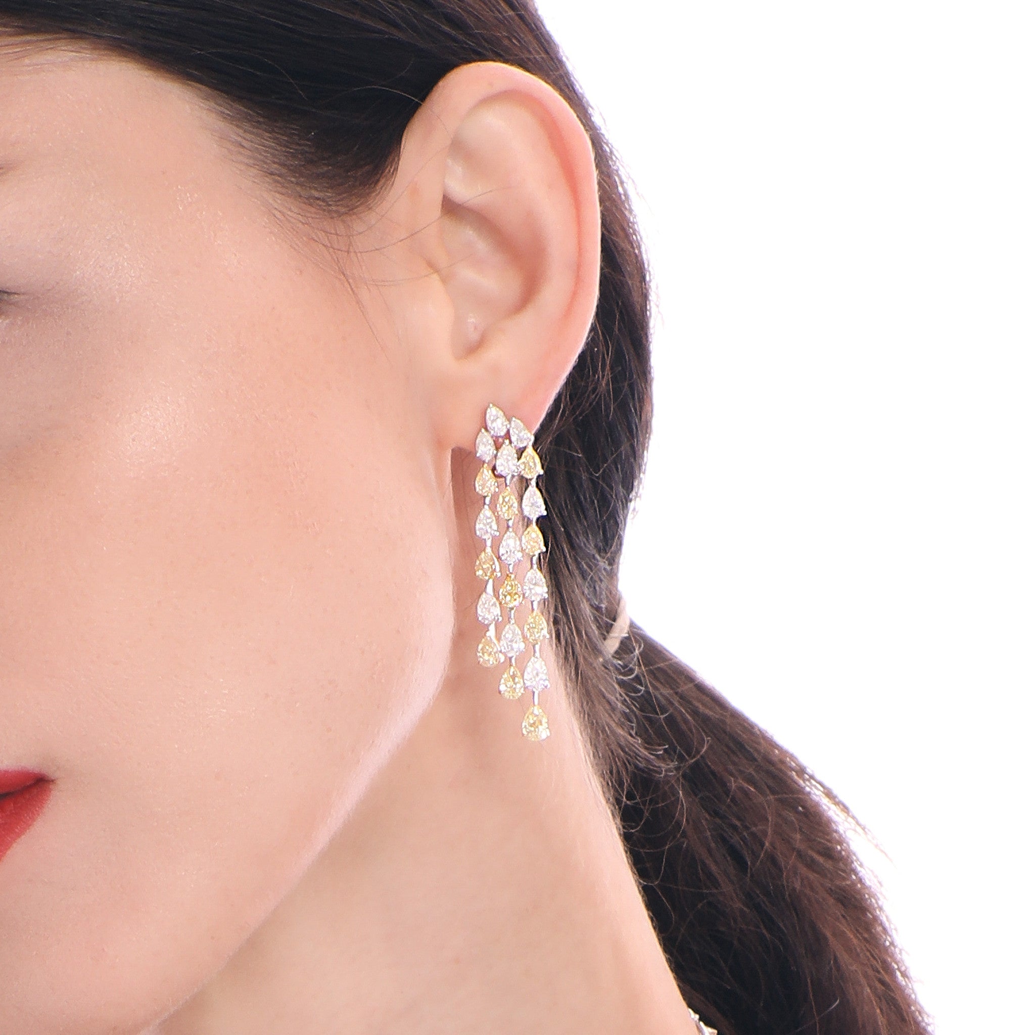 Pear Shaped Diamond Pendant Earrings