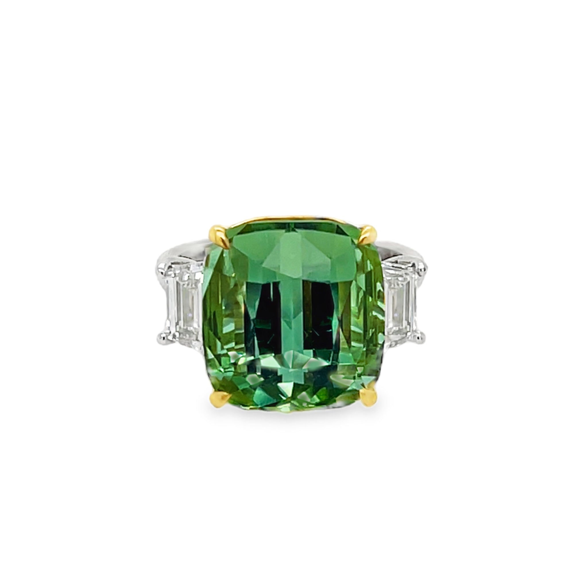 Green Tourmaline and Diamond Ring