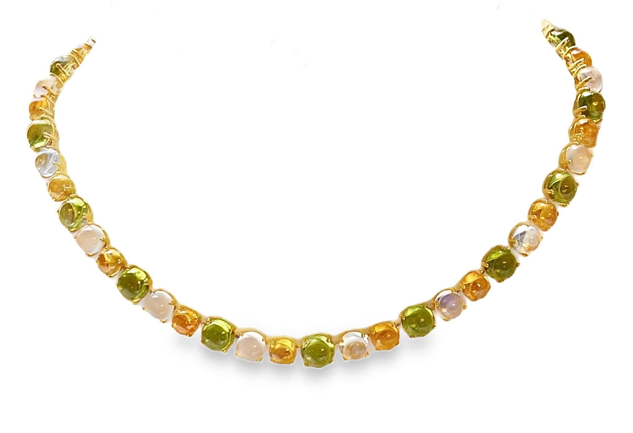 Mandarin Garnet, Peridot and Moonstone Necklace