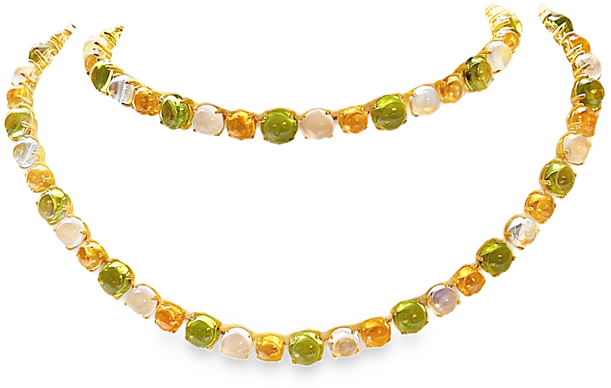 Mandarin Garnet, Peridot and Moonstone Necklace