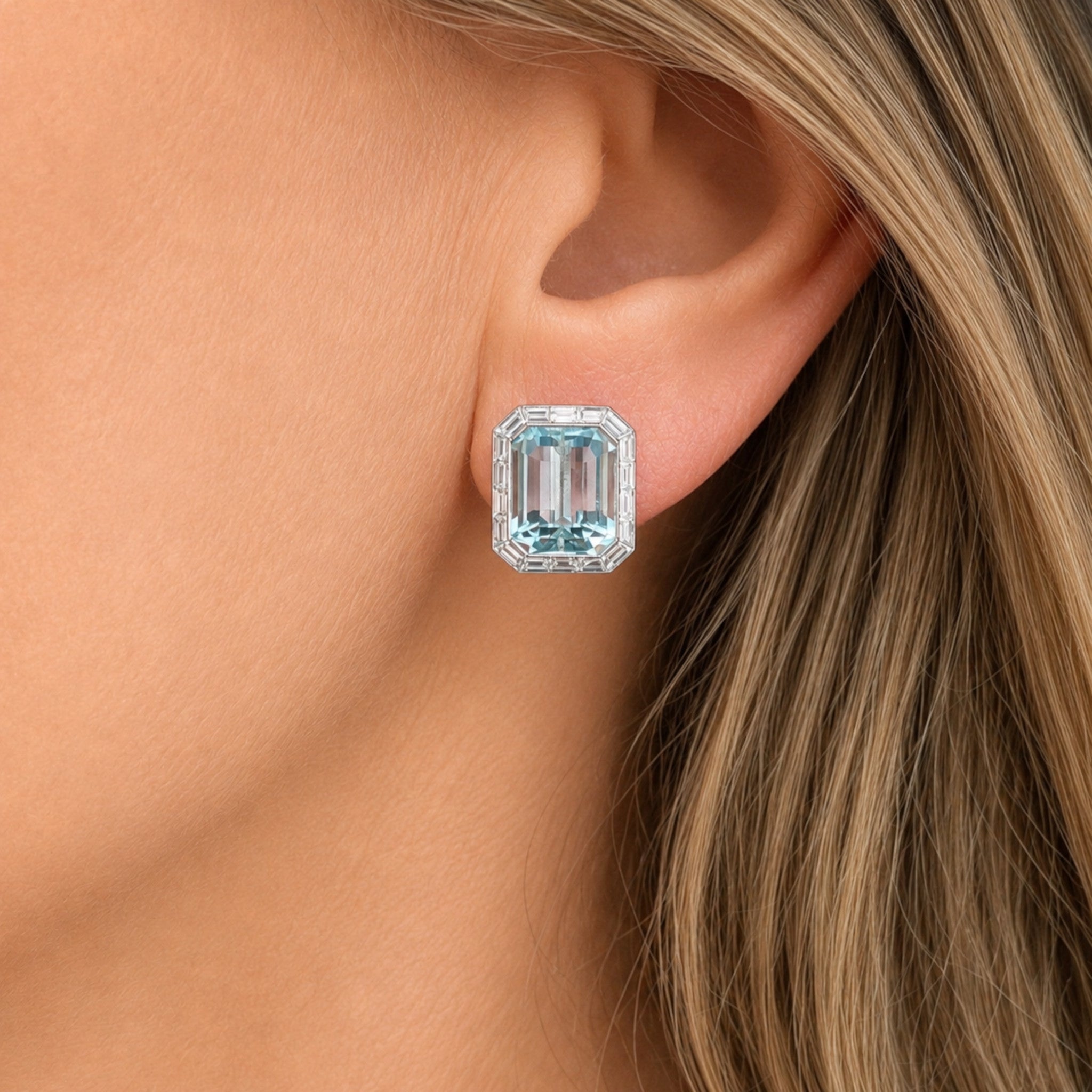 Aquamarine and Diamond Earrings