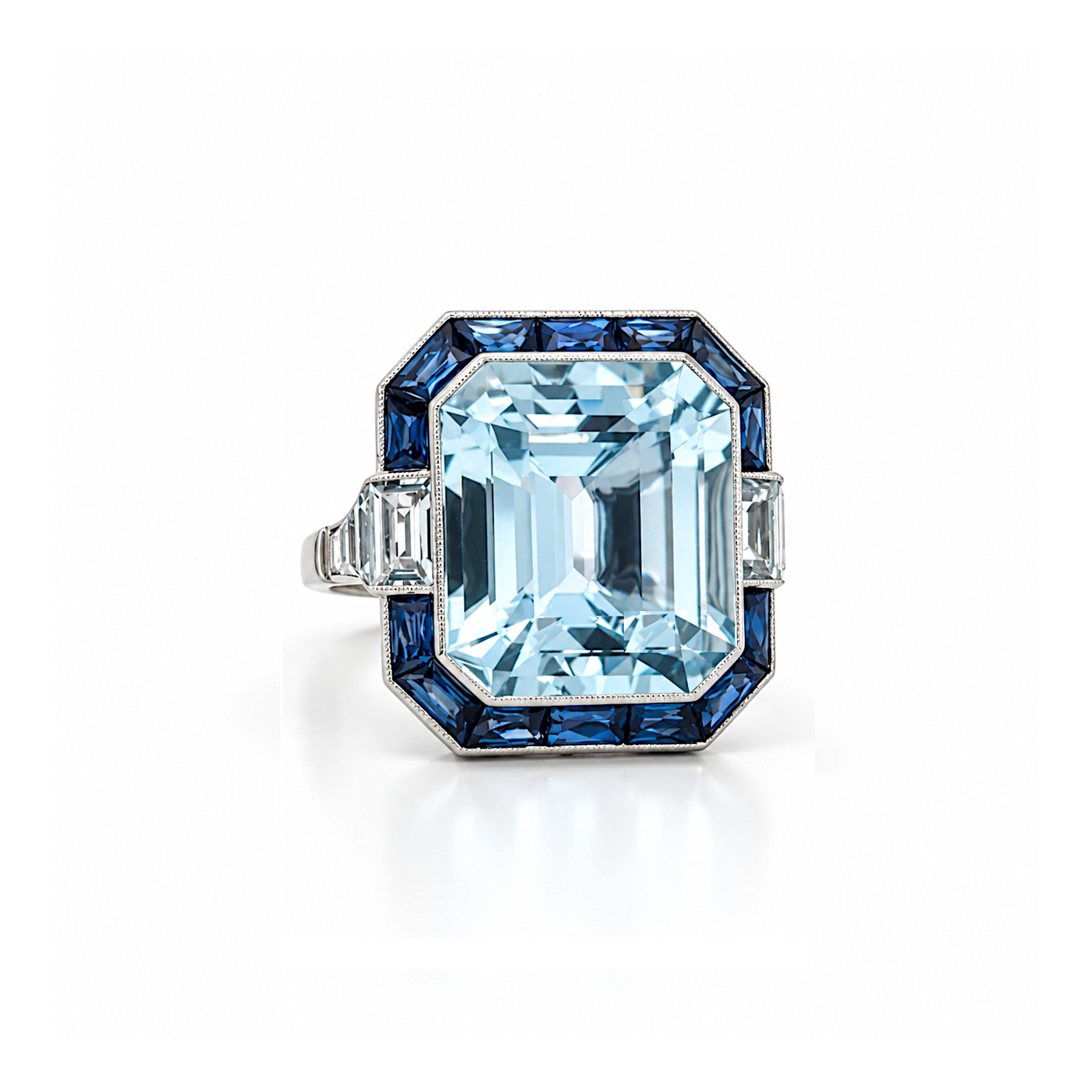 Aquamarine and Sapphire Ring