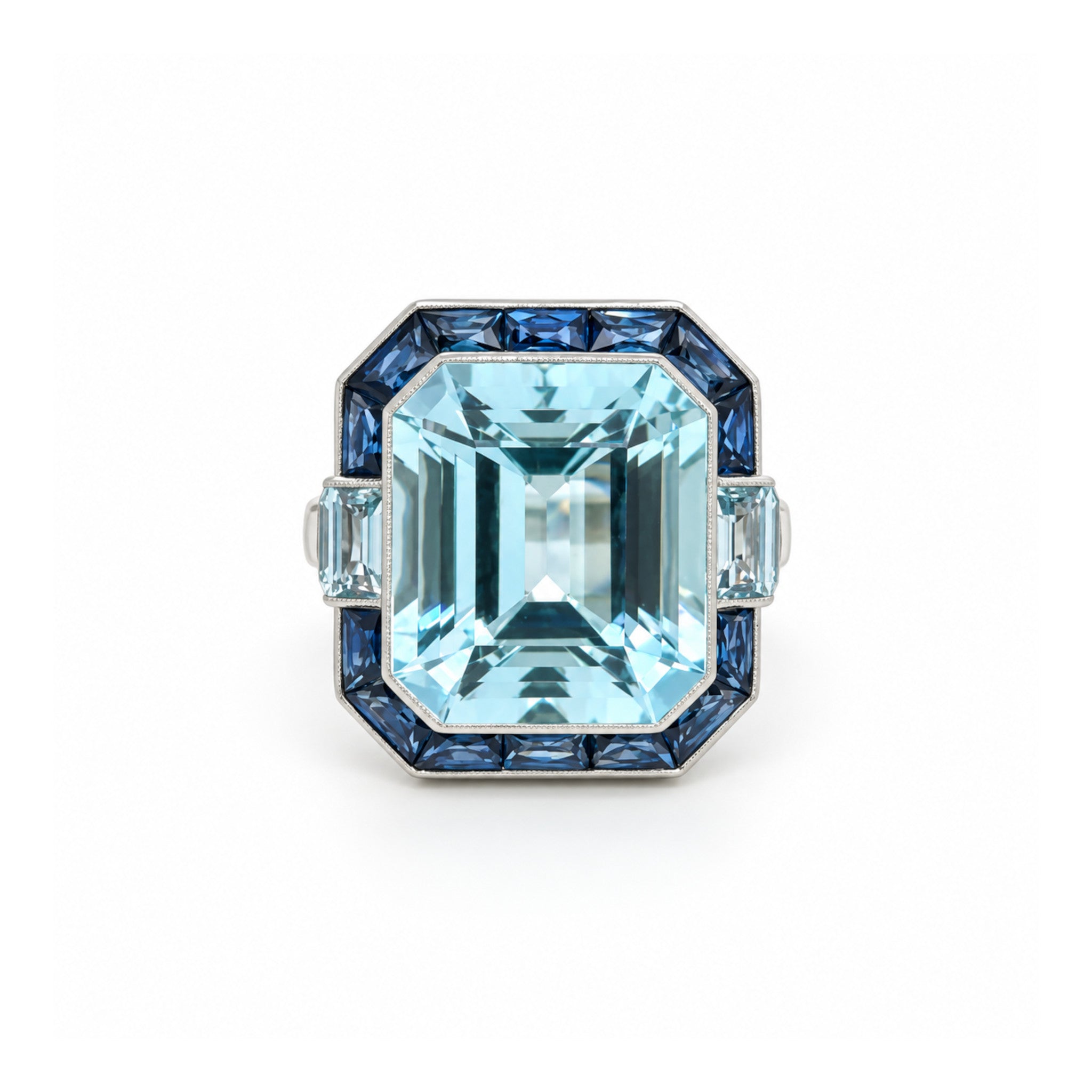 Aquamarine and Sapphire Ring