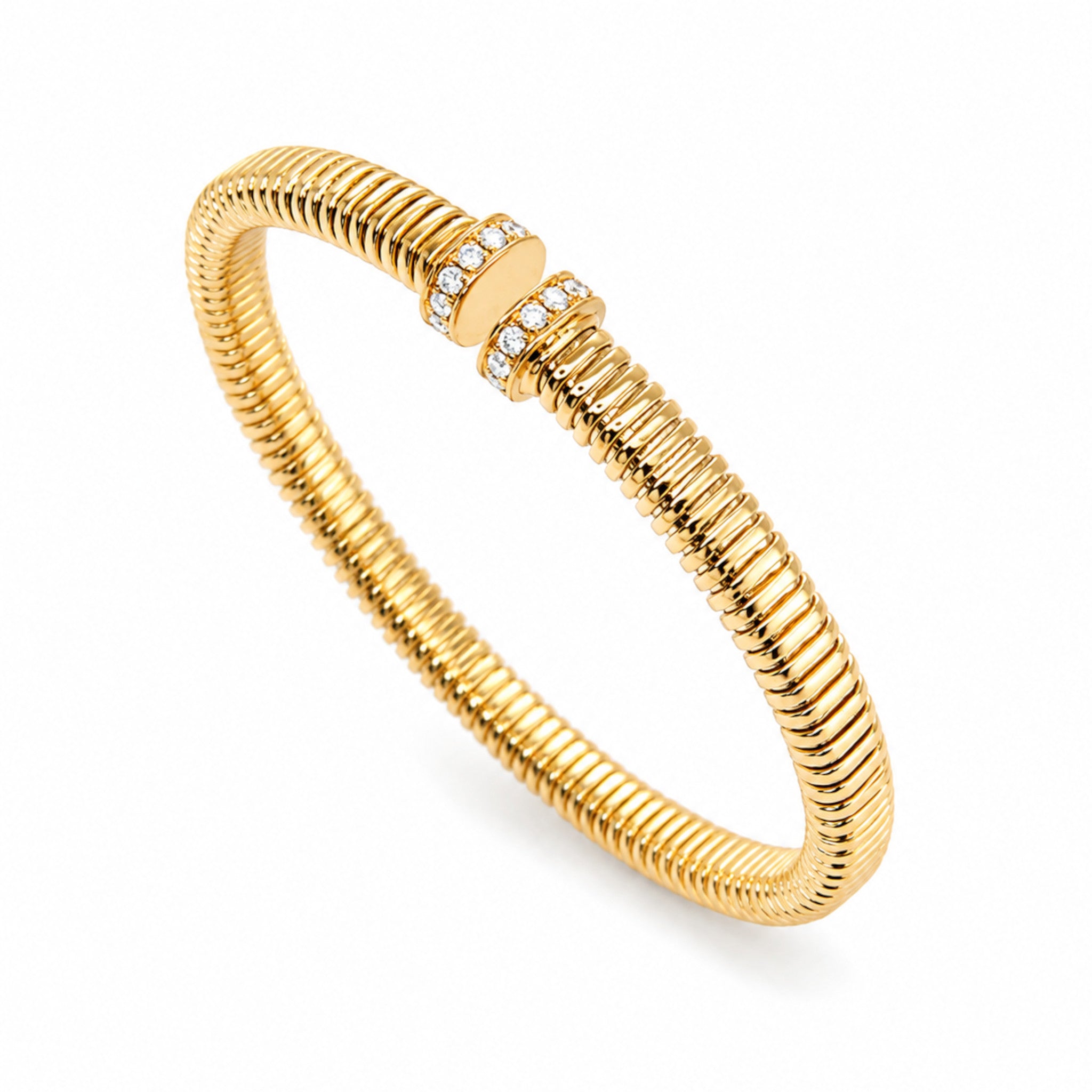 Gold and Diamond Tubogas Spring Bracelet