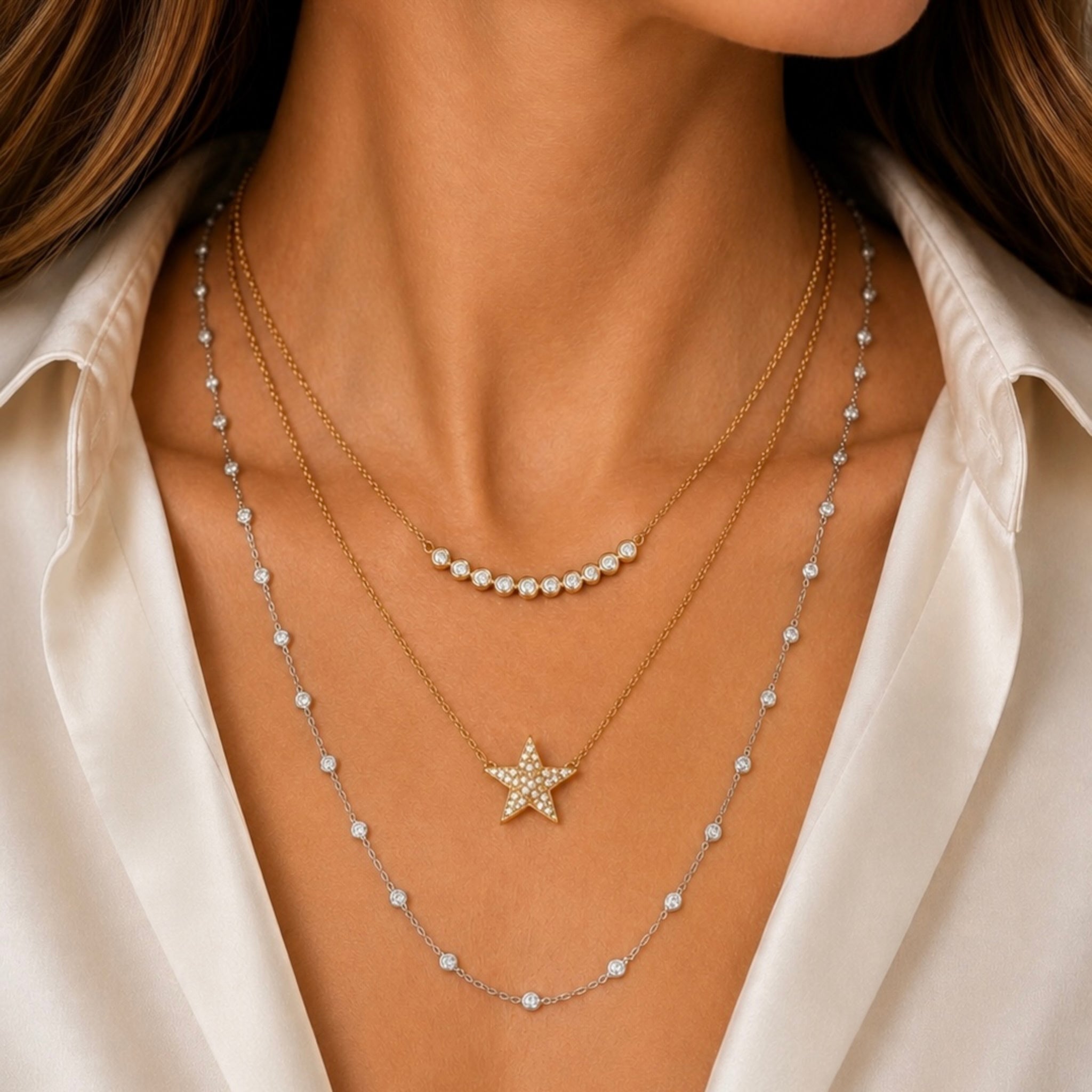 Bezel Set Diamond Necklace
