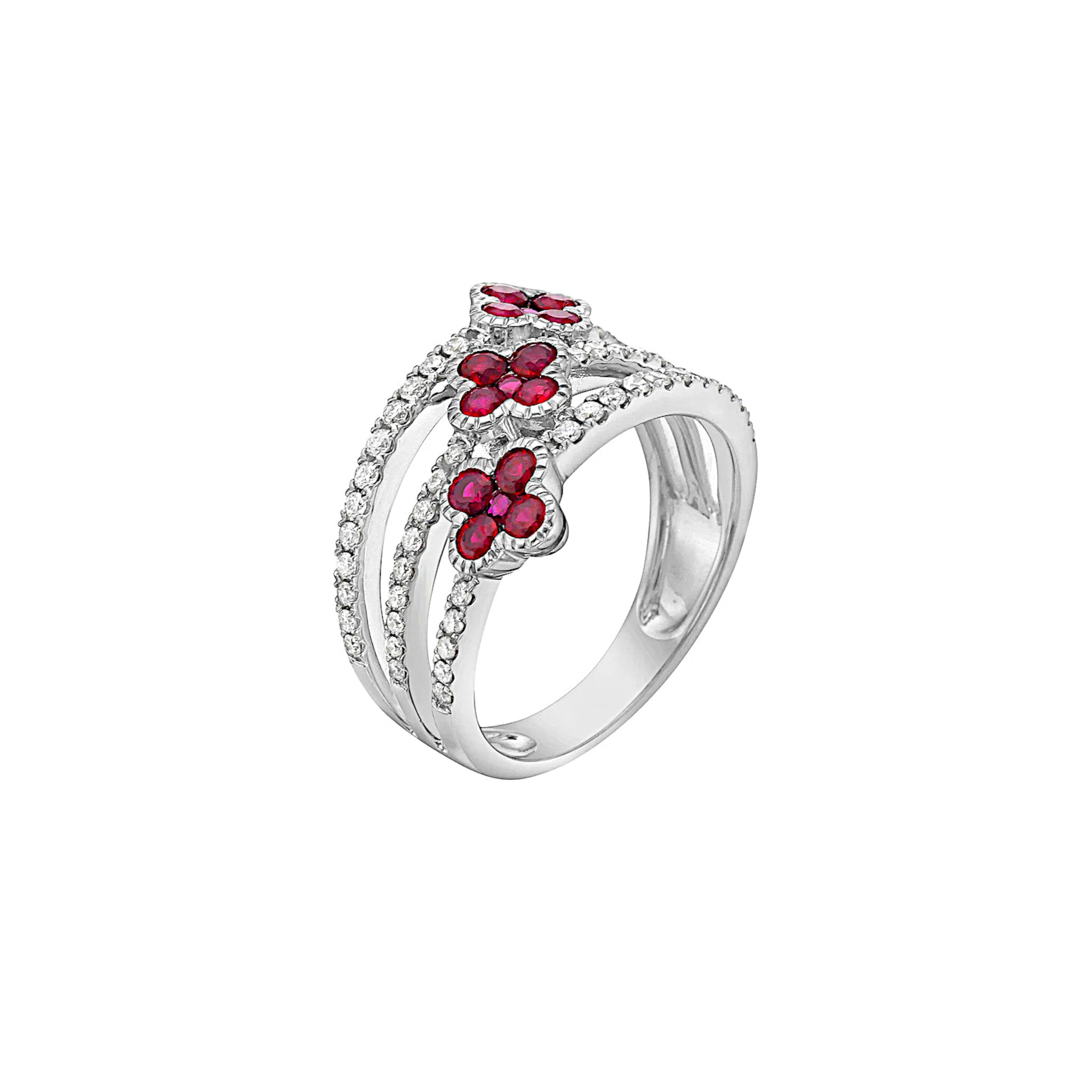 Ruby and Diamond Cluster Ring